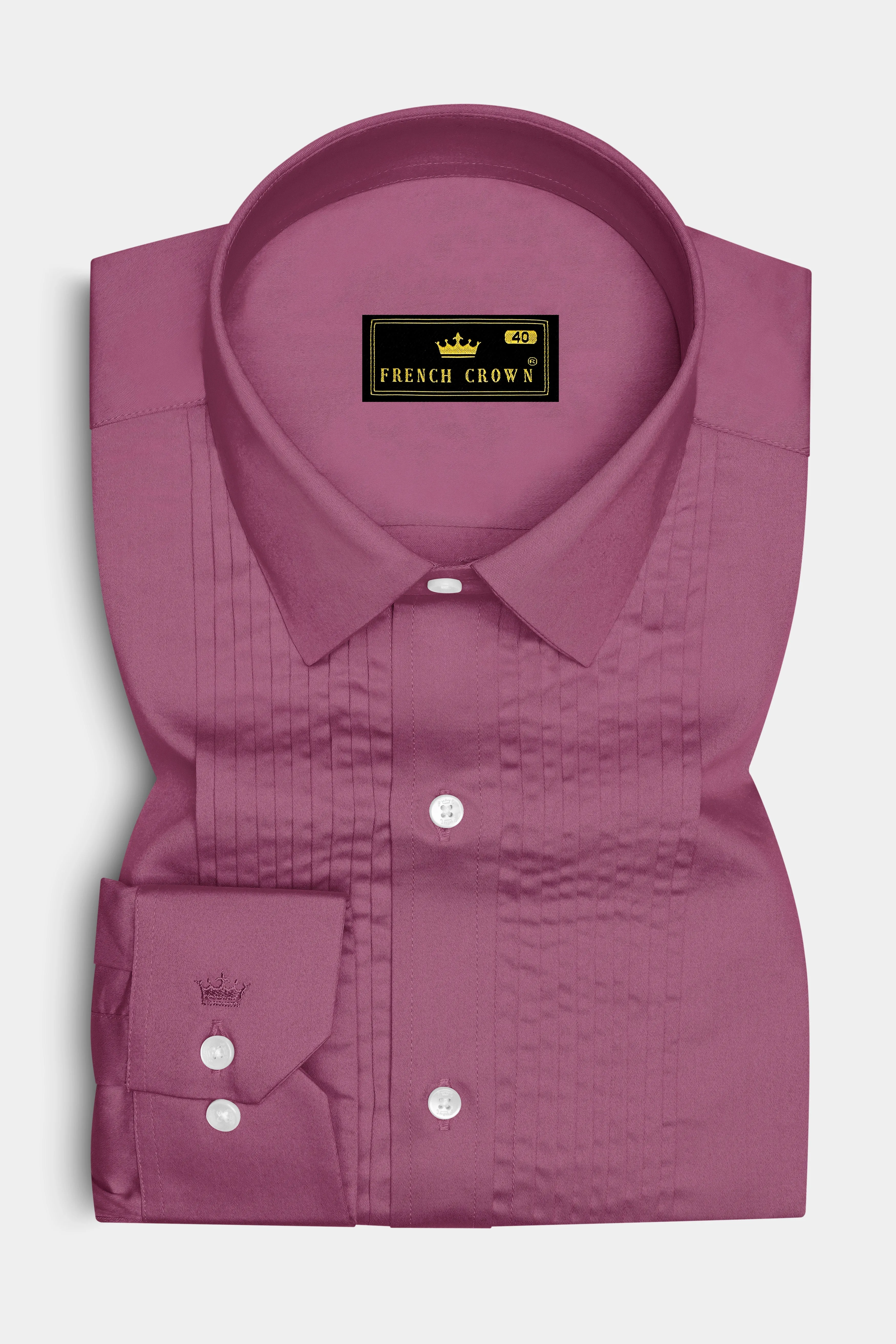 Stelloro-Cosmic Pink Subtle Sheen Super Soft Premium Cotton Tuxedo Dress Shirt sold by French Crown product image thumbnail 2
