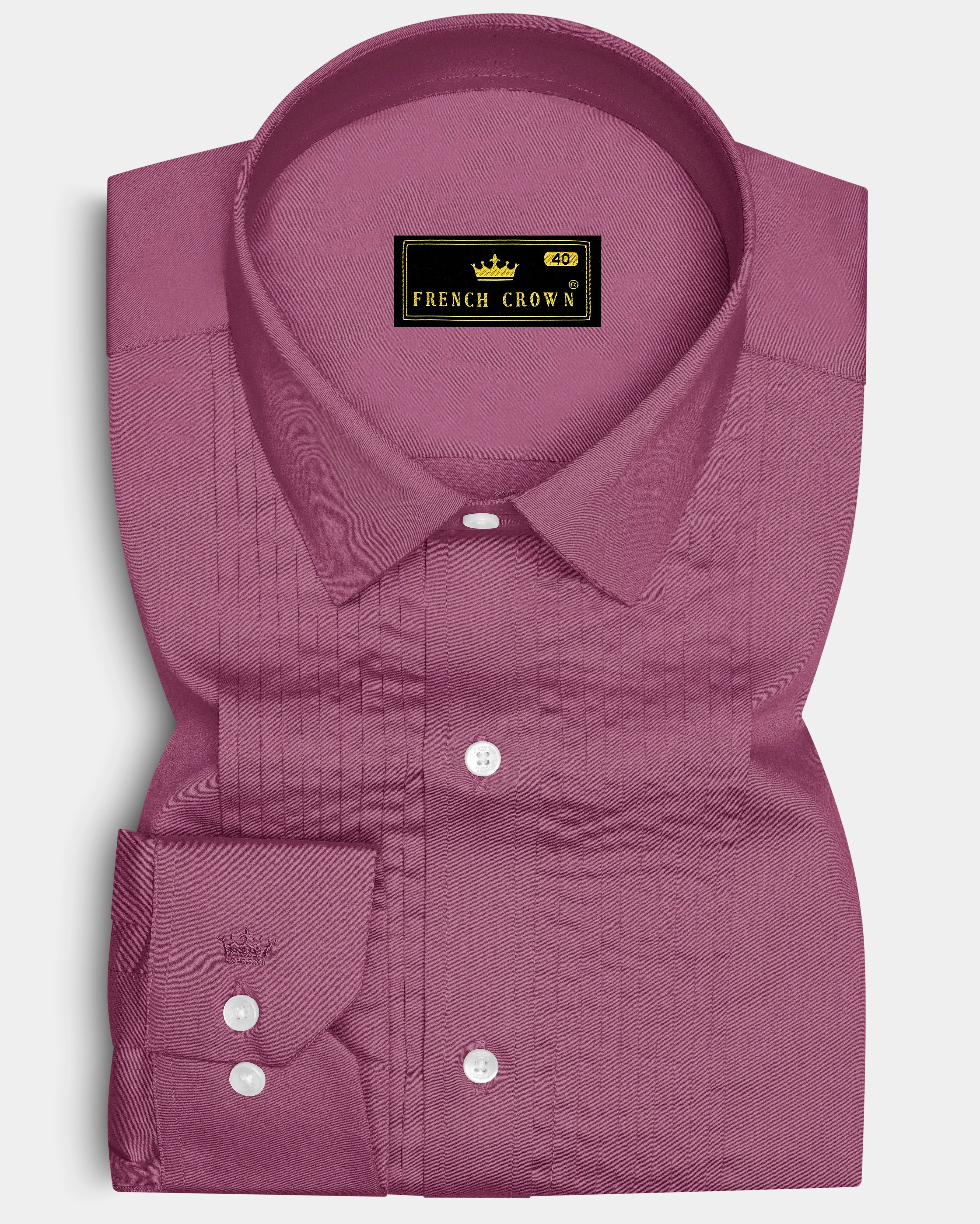 Stelloro-Cosmic Pink Subtle Sheen Super Soft Premium Cotton Tuxedo Dress Shirt sold by French Crown
