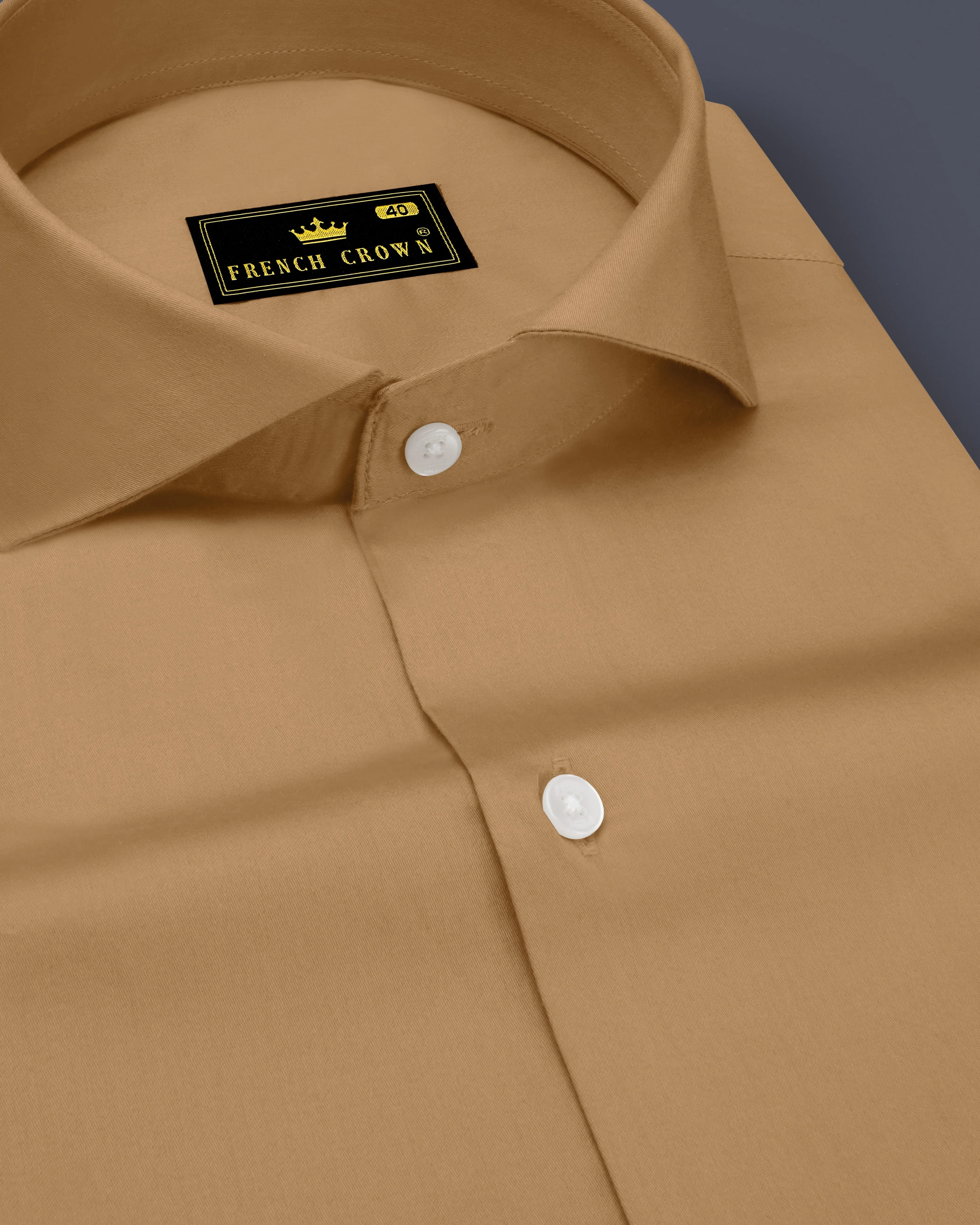 Woodoro-Driftwood Yellow Subtle Sheen Super Soft Premium Cotton Cut Away Collar Dress Shirt sold by French Crown