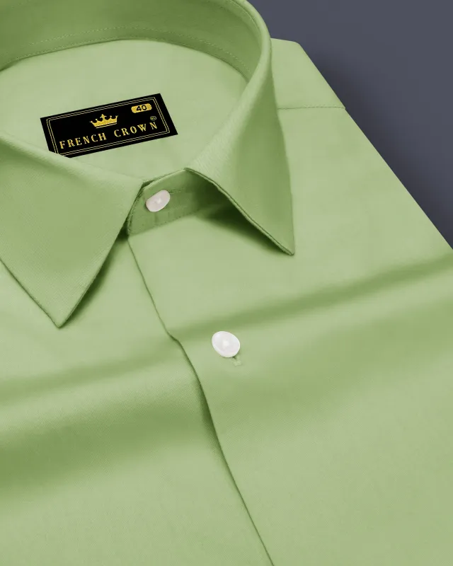 Verdan-Tan Green Subtle Sheen Super Soft Premium Cotton Dress Shirt sold by French Crown
