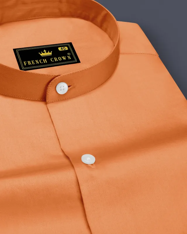 Safforo-Persian Orange Subtle Sheen Super Soft Premium Cotton Mandarin Dress Shirt sold by French Crown