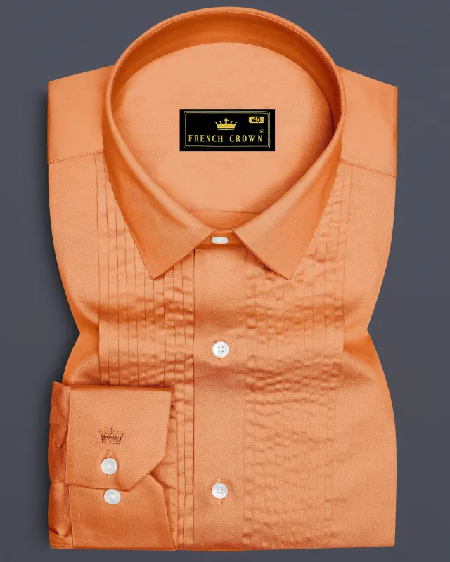 Safforo-Persian Orange Subtle Sheen Super Soft Premium Cotton Tuxedo Dress Shirt sold by French Crown