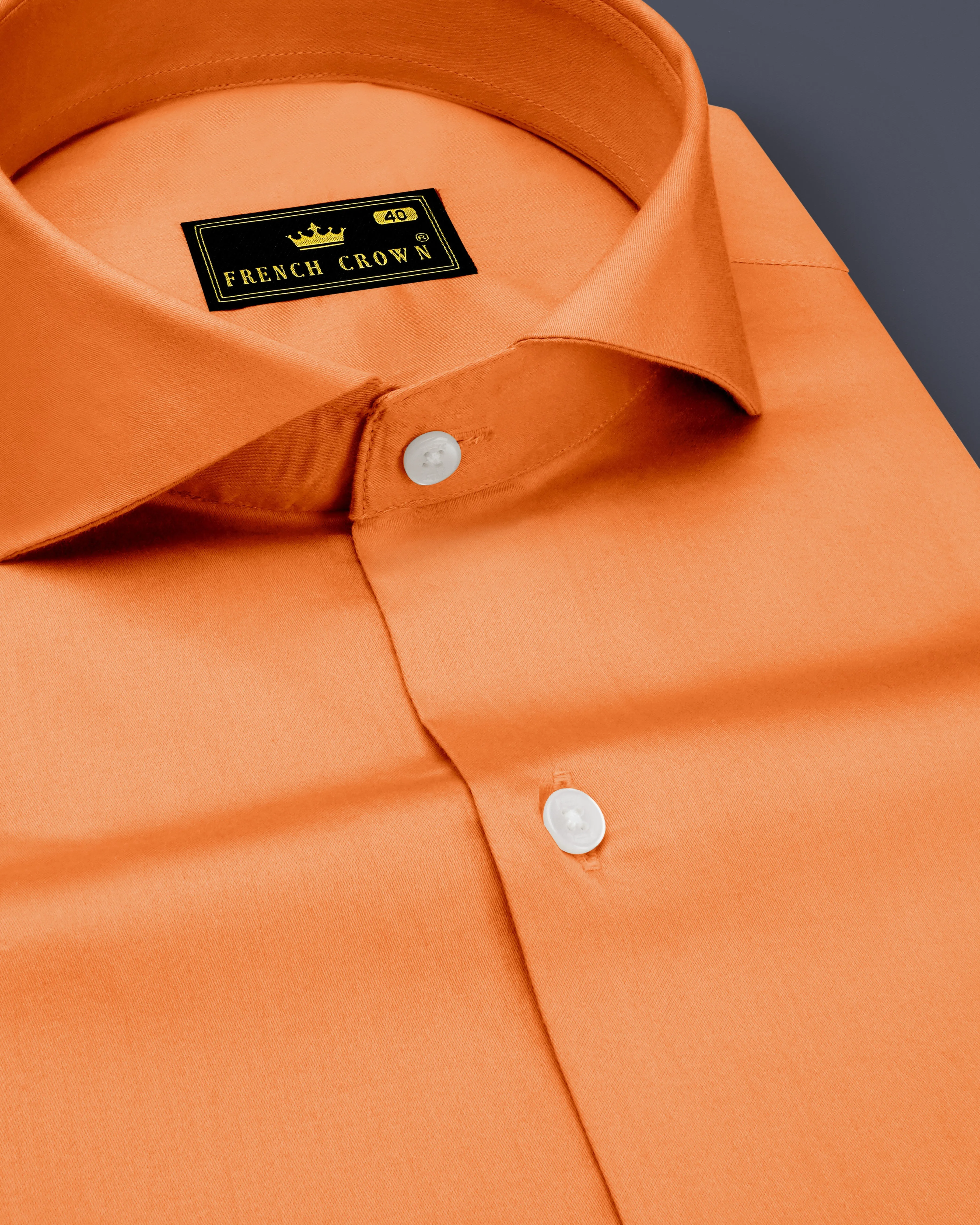 Safforo-Persian Orange Subtle Sheen Super Soft Premium Cotton Cut Away Collar Dress Shirt sold by French Crown