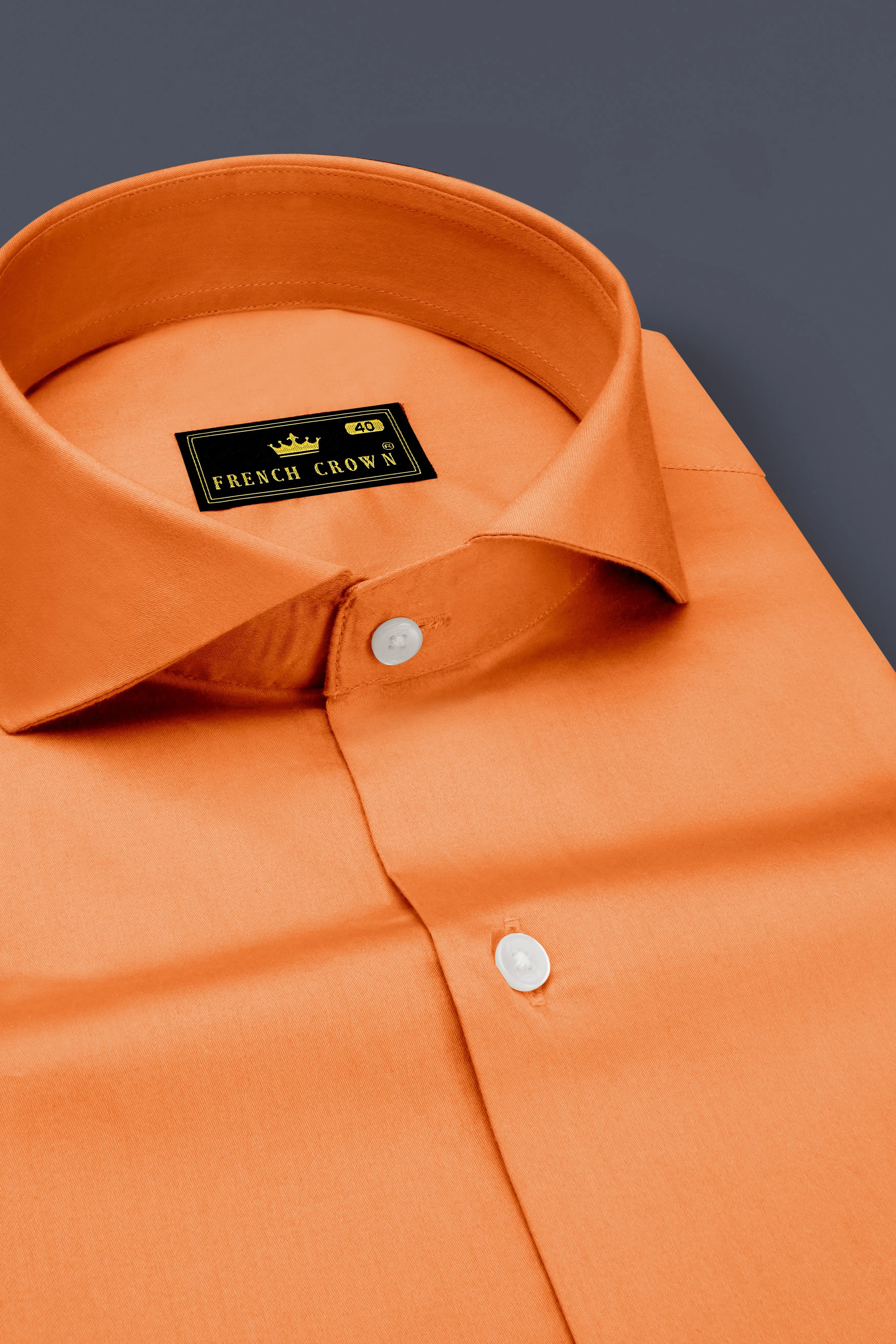 Safforo-Persian Orange Subtle Sheen Super Soft Premium Cotton Cut Away Collar Dress Shirt sold by French Crown product image thumbnail 2