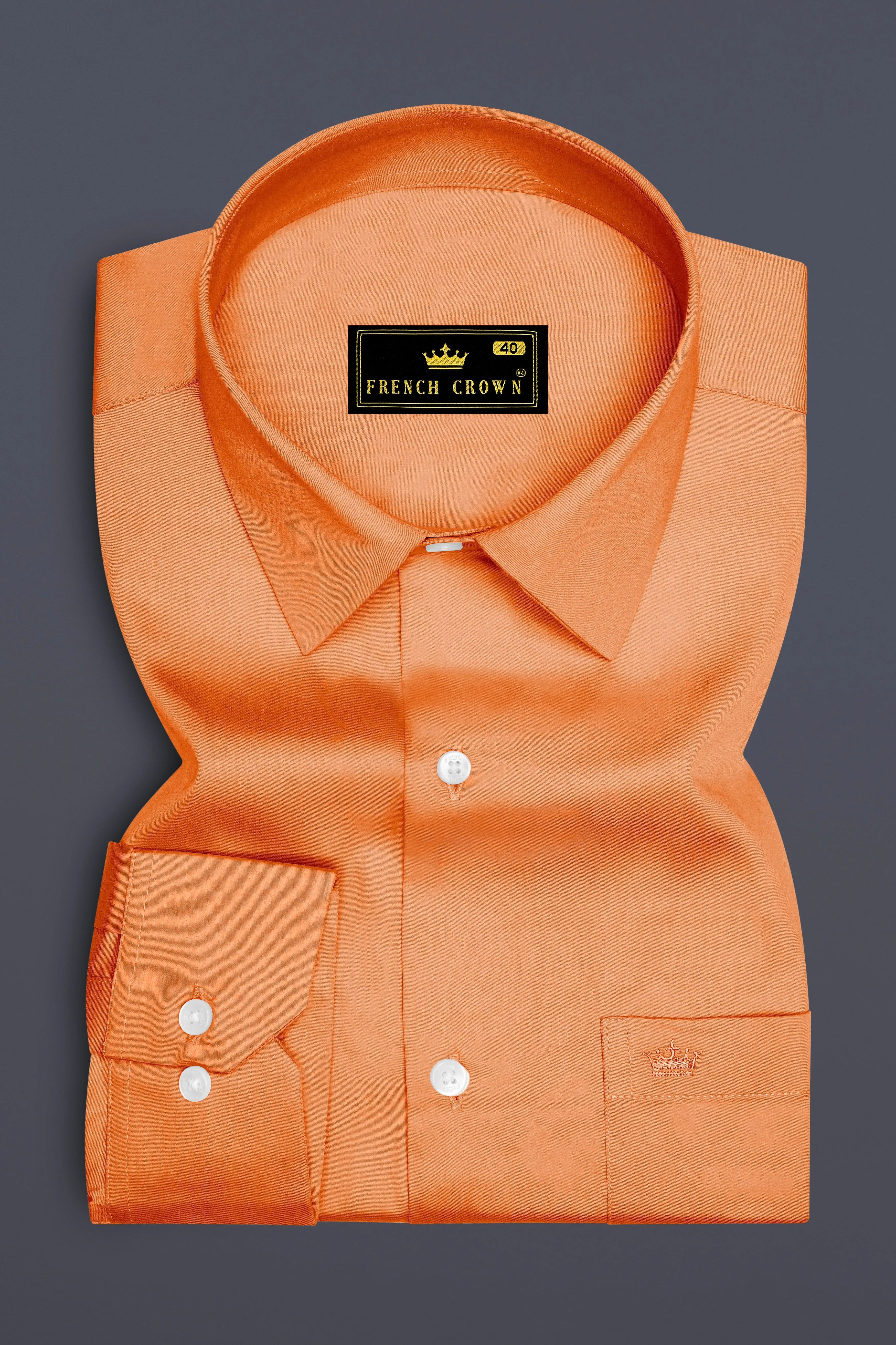 Safforo-Persian Orange Subtle Sheen Super Soft Premium Cotton Dress Shirt sold by French Crown product image thumbnail 4