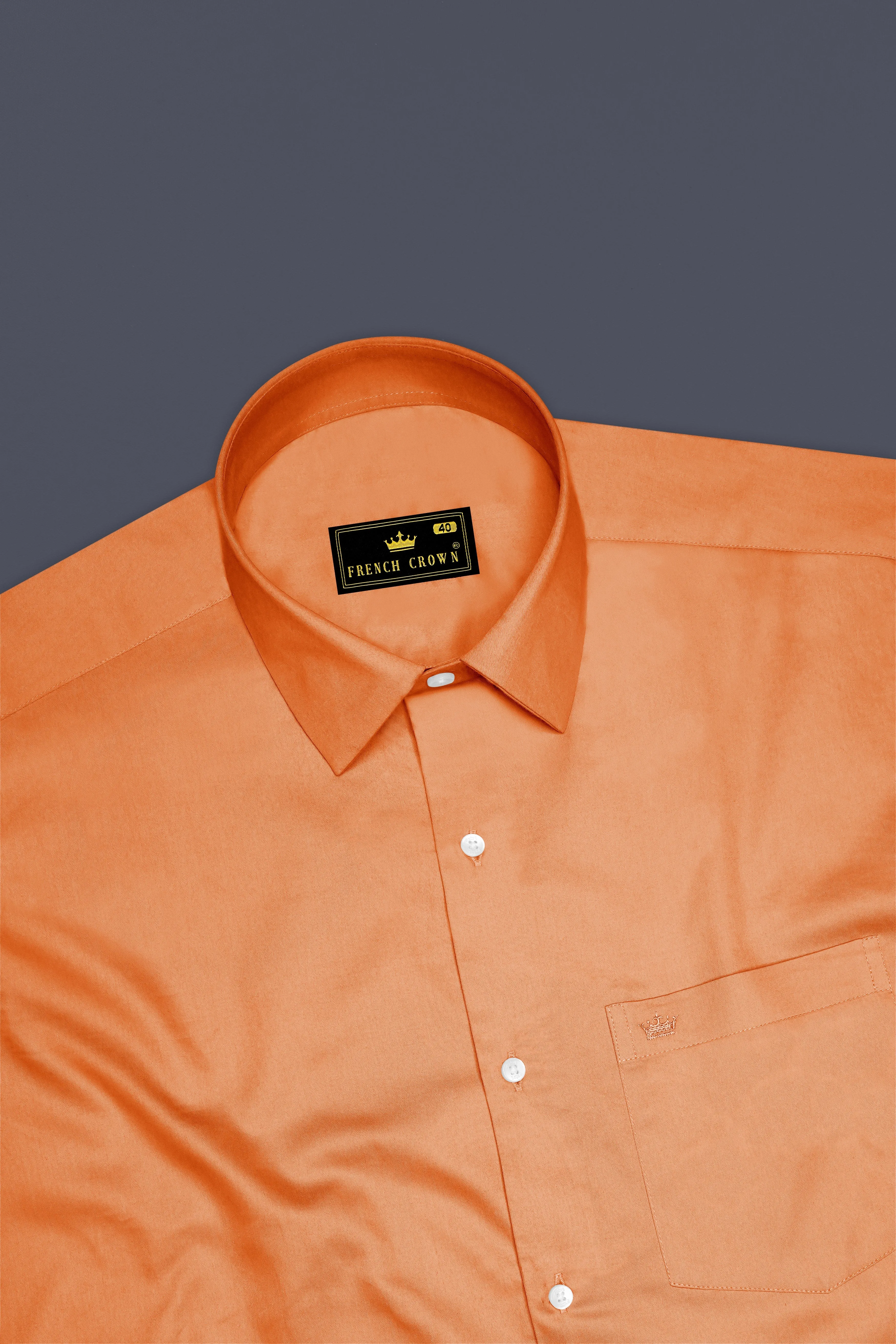 Safforo-Persian Orange Subtle Sheen Super Soft Premium Cotton Dress Shirt sold by French Crown product image thumbnail 5