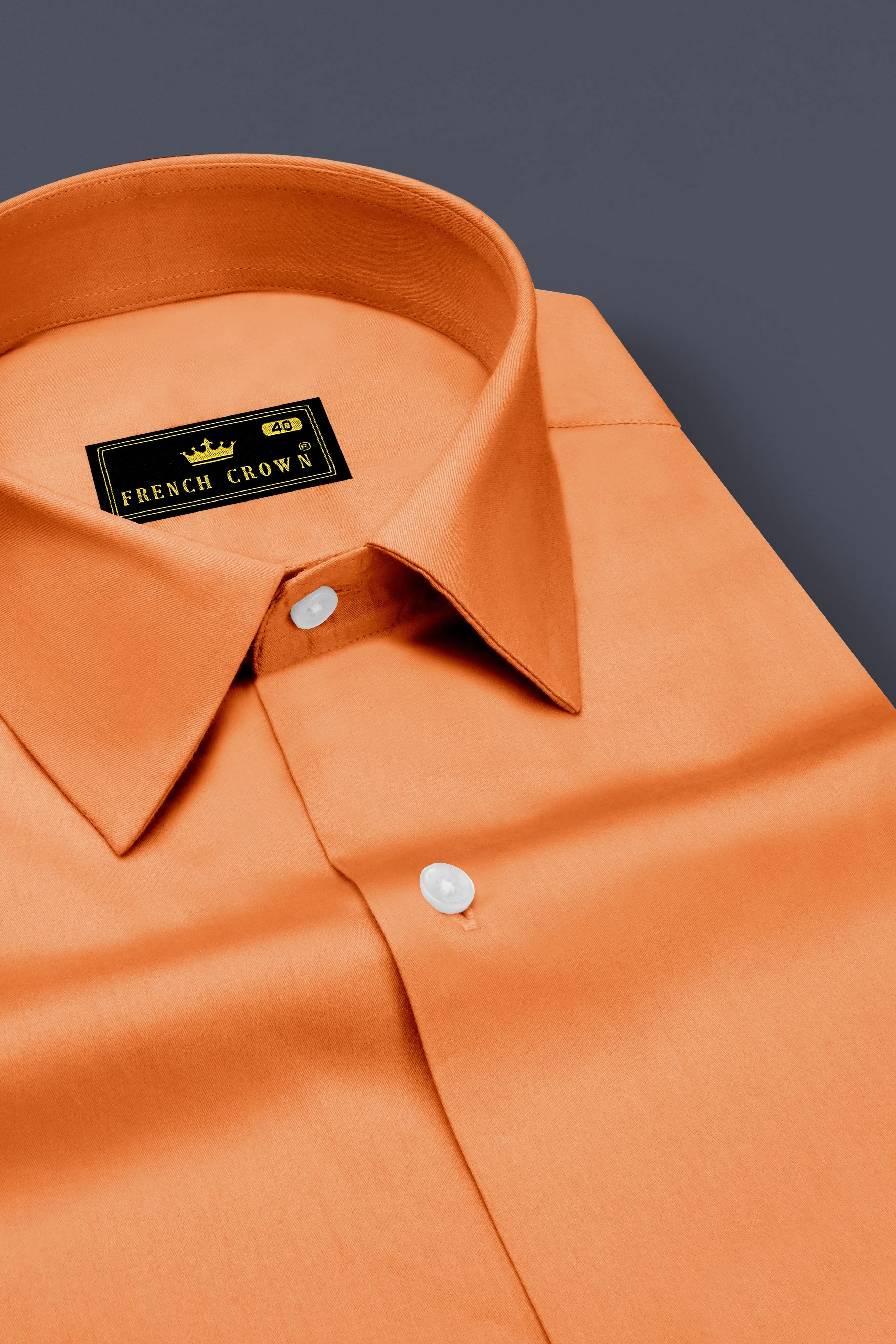 Safforo-Persian Orange Subtle Sheen Super Soft Premium Cotton Dress Shirt sold by French Crown product image thumbnail 2