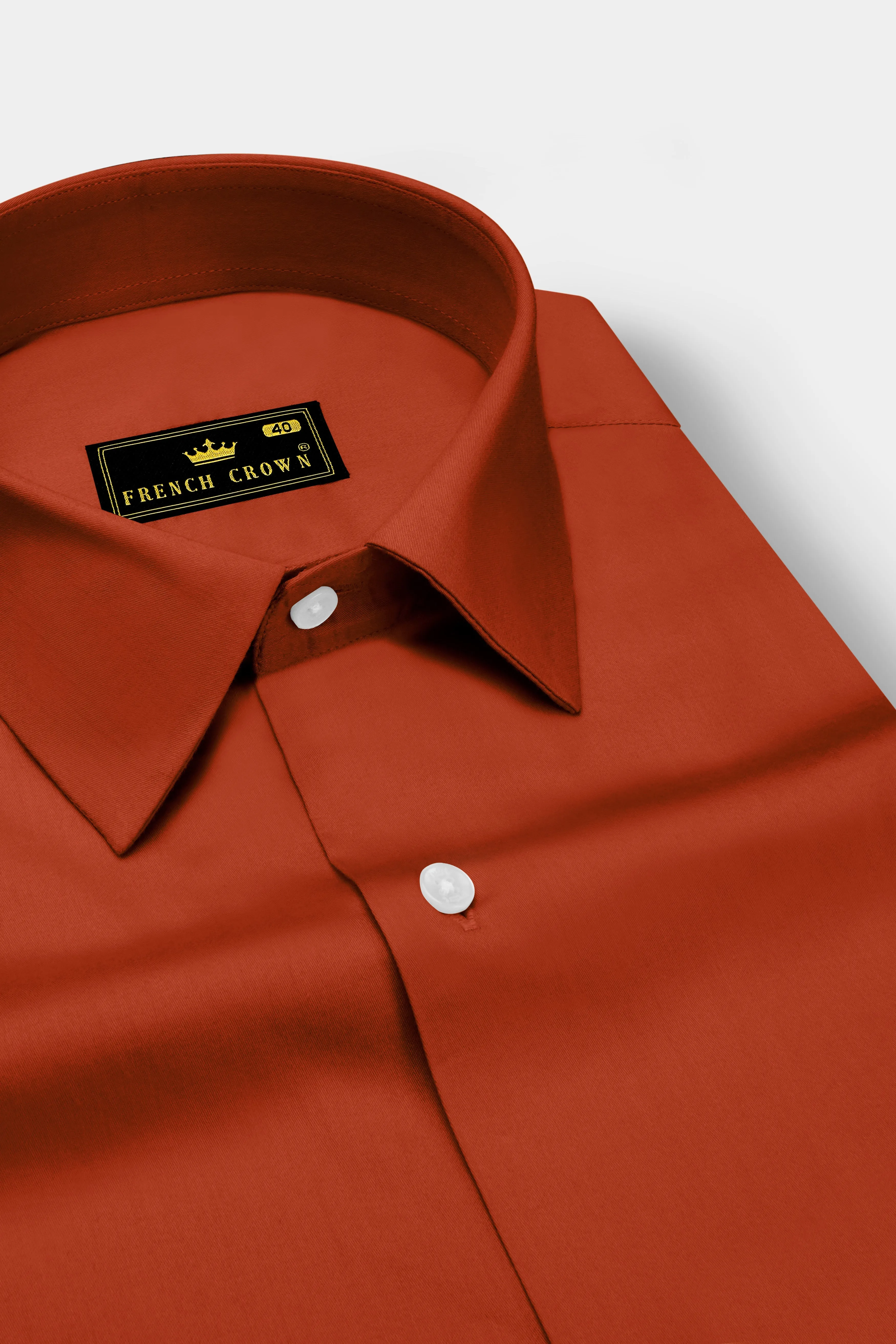 Amberon-Cognac Orange Subtle Sheen Super Soft Premium Cotton Dress Shirt sold by French Crown product image thumbnail 2