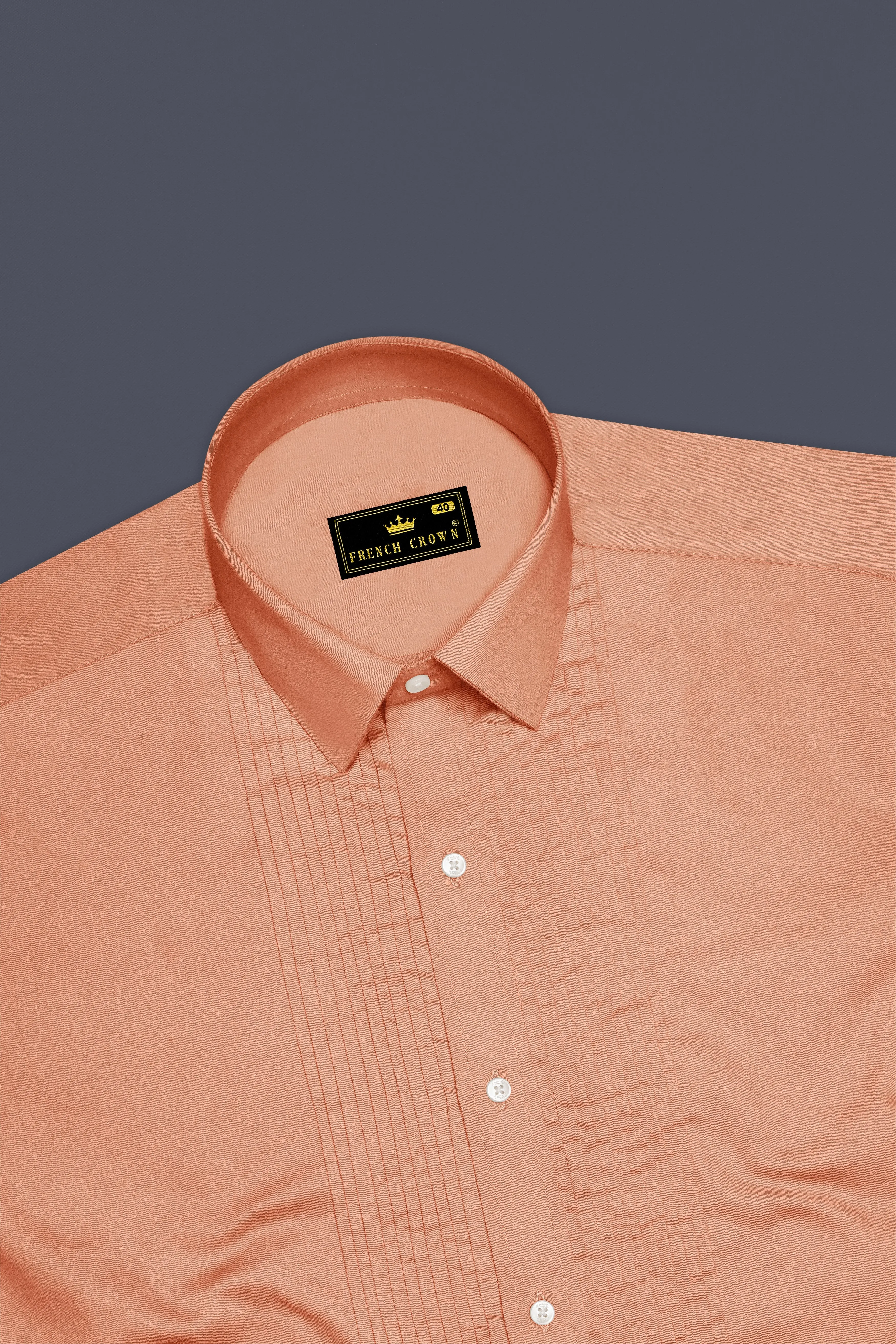 Solvoro-Tumbleweed Orange Subtle Sheen Super Soft Premium Cotton Tuxedo Dress Shirt sold by French Crown product image thumbnail 5