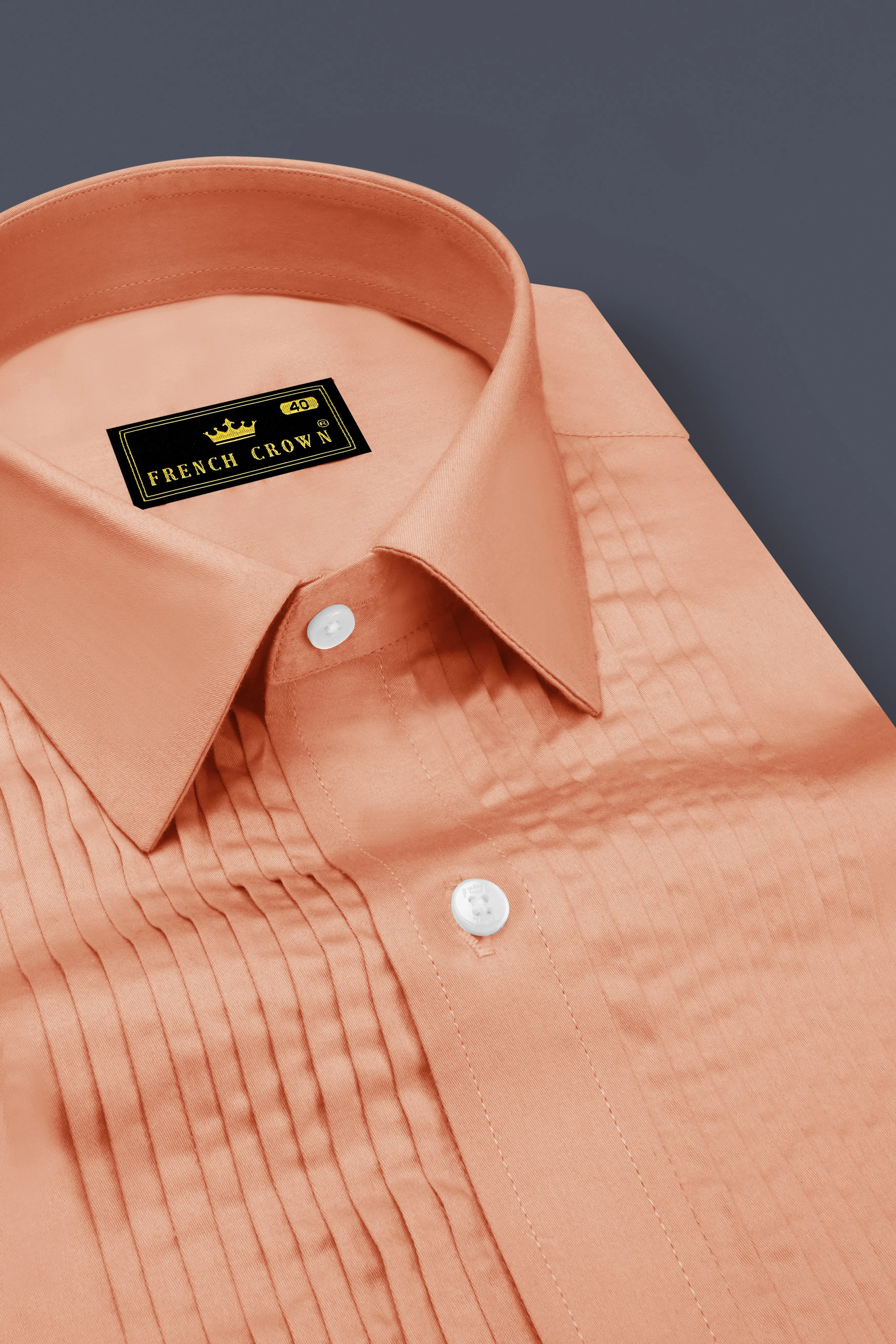 Solvoro-Tumbleweed Orange Subtle Sheen Super Soft Premium Cotton Tuxedo Dress Shirt sold by French Crown product image thumbnail 4