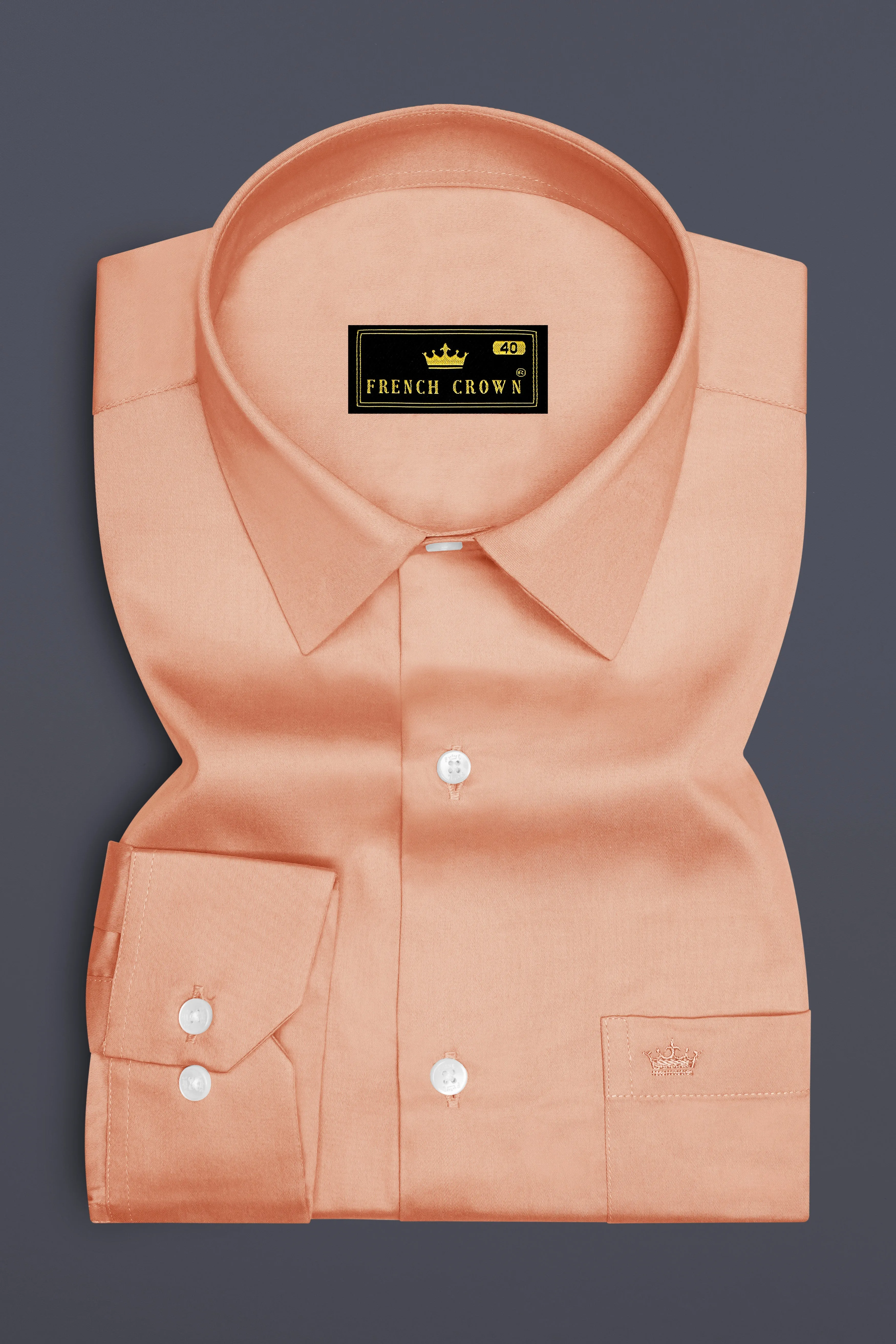 Solvoro-Tumbleweed Orange Subtle Sheen Super Soft Premium Cotton Dress Shirt sold by French Crown product image thumbnail 4