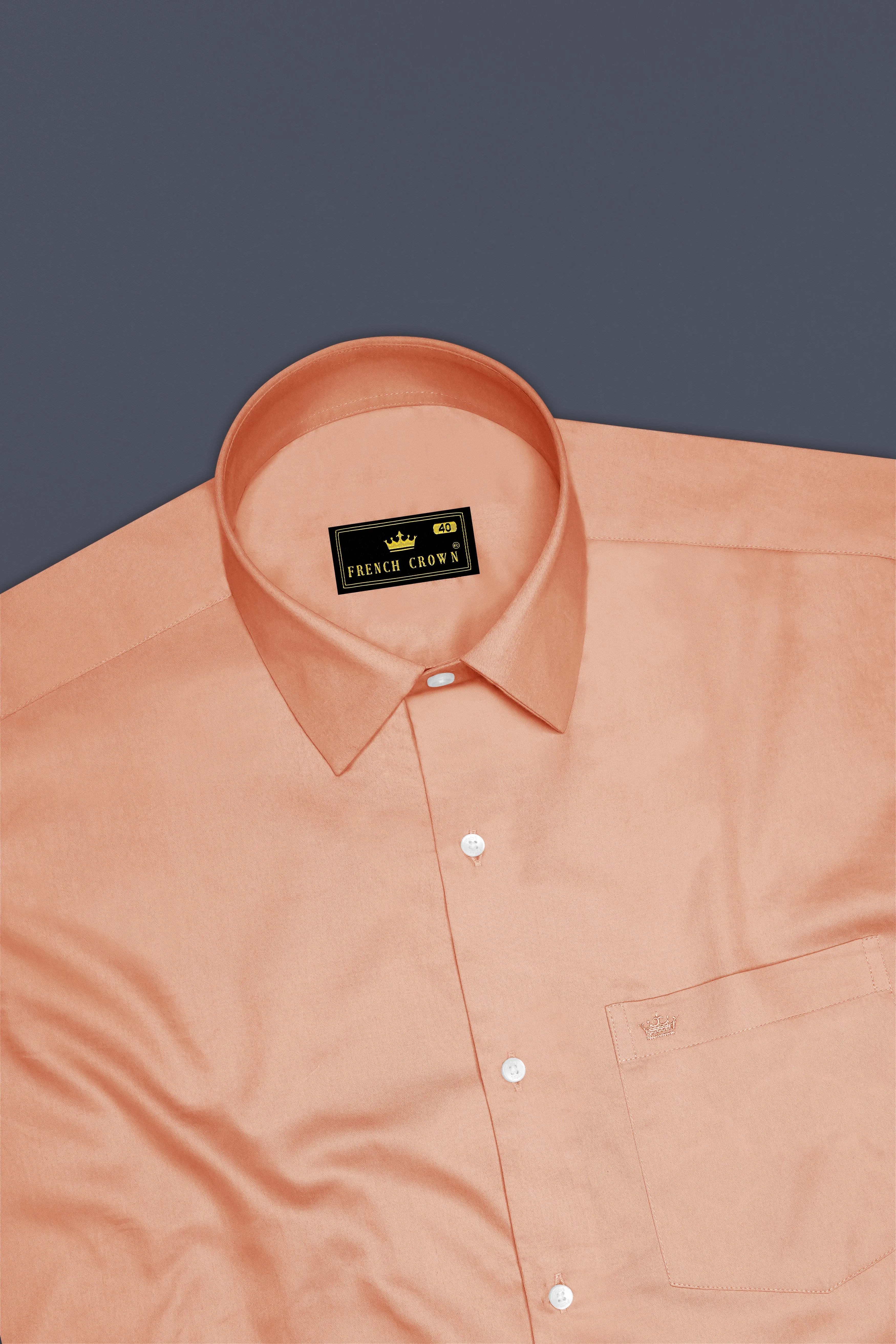 Solvoro-Tumbleweed Orange Subtle Sheen Super Soft Premium Cotton Dress Shirt sold by French Crown product image thumbnail 5