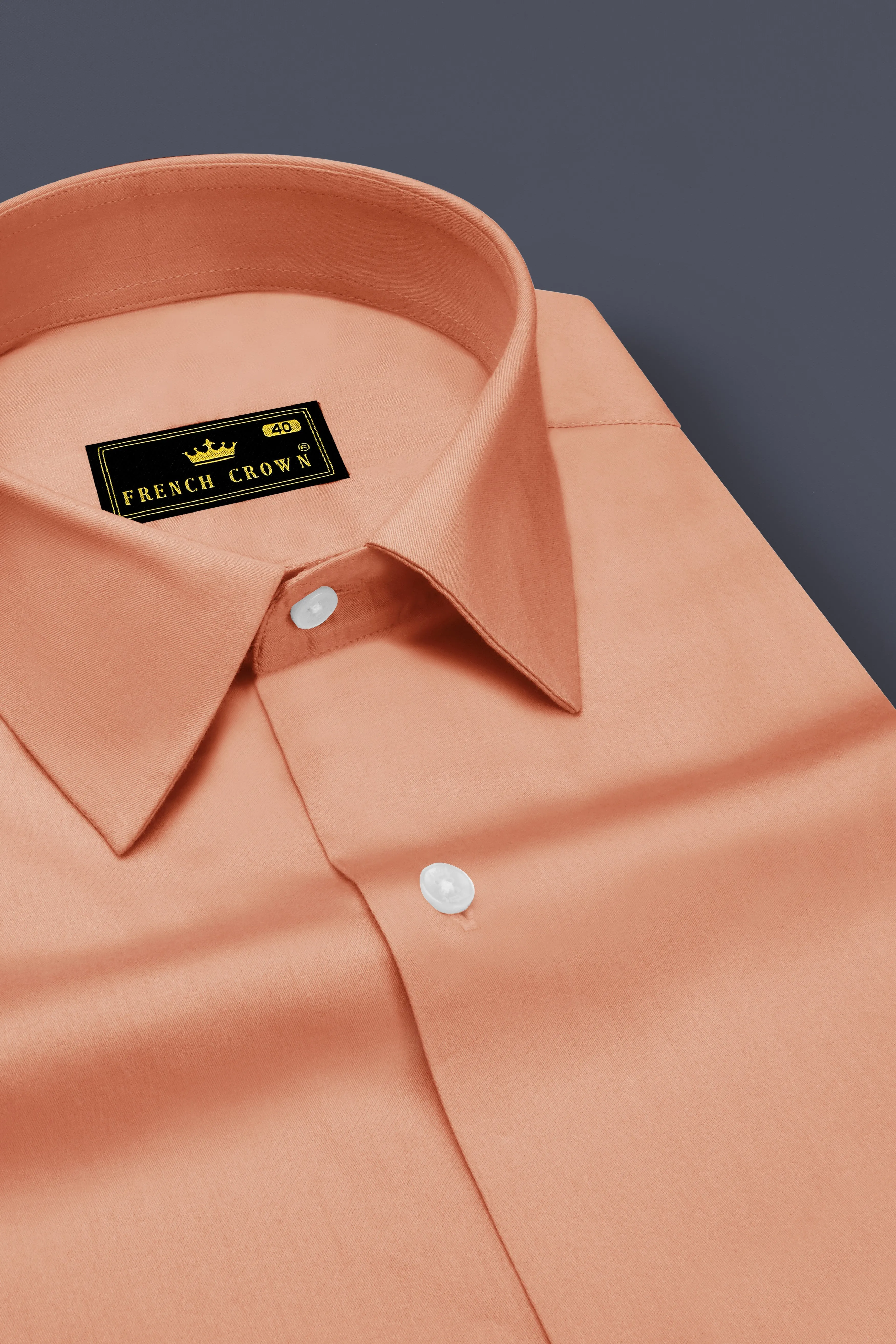 Solvoro-Tumbleweed Orange Subtle Sheen Super Soft Premium Cotton Dress Shirt sold by French Crown product image thumbnail 2