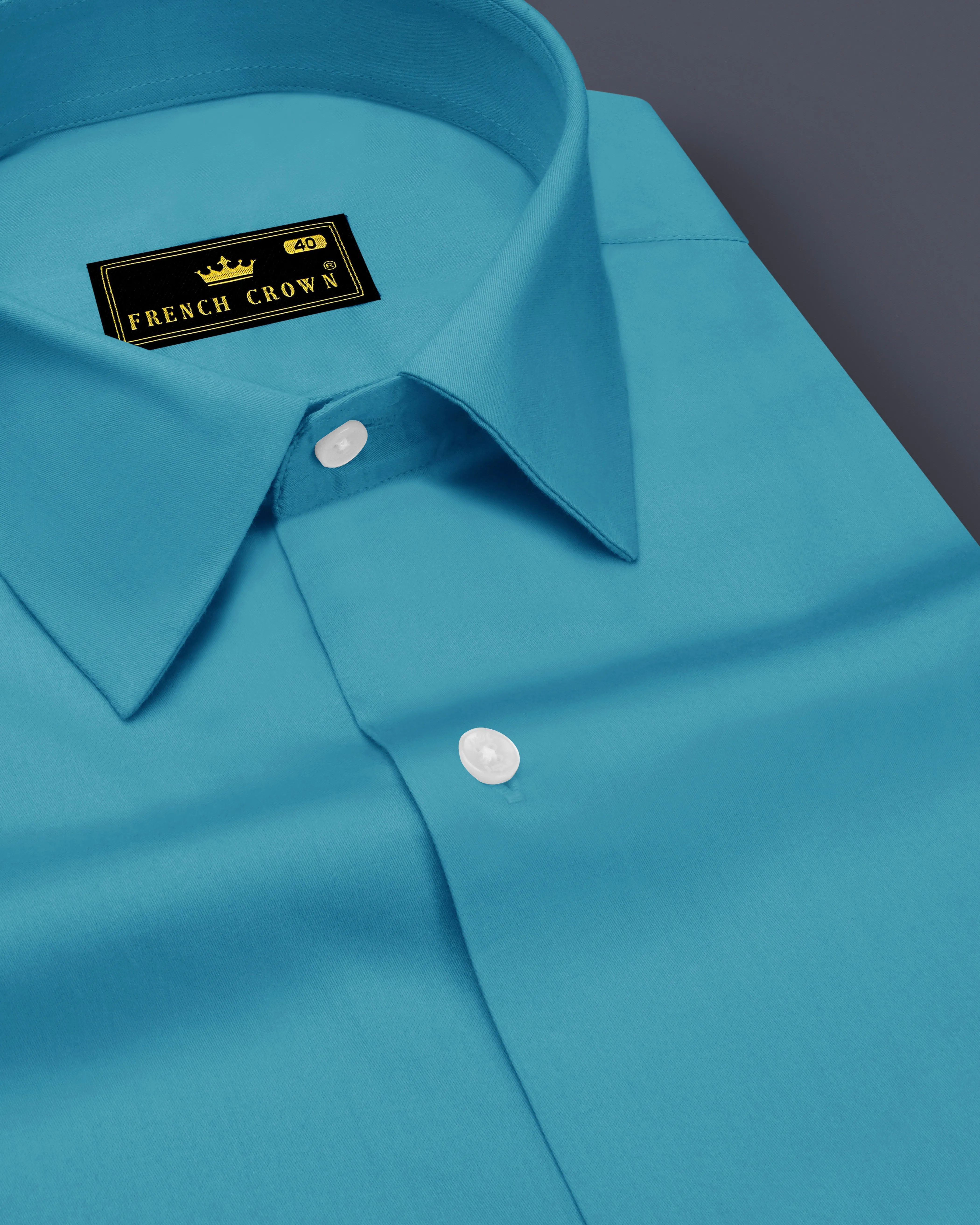 Orientor-Eastern Blue Subtle Sheen Super Soft Premium Cotton Dress Shirt sold by French Crown
