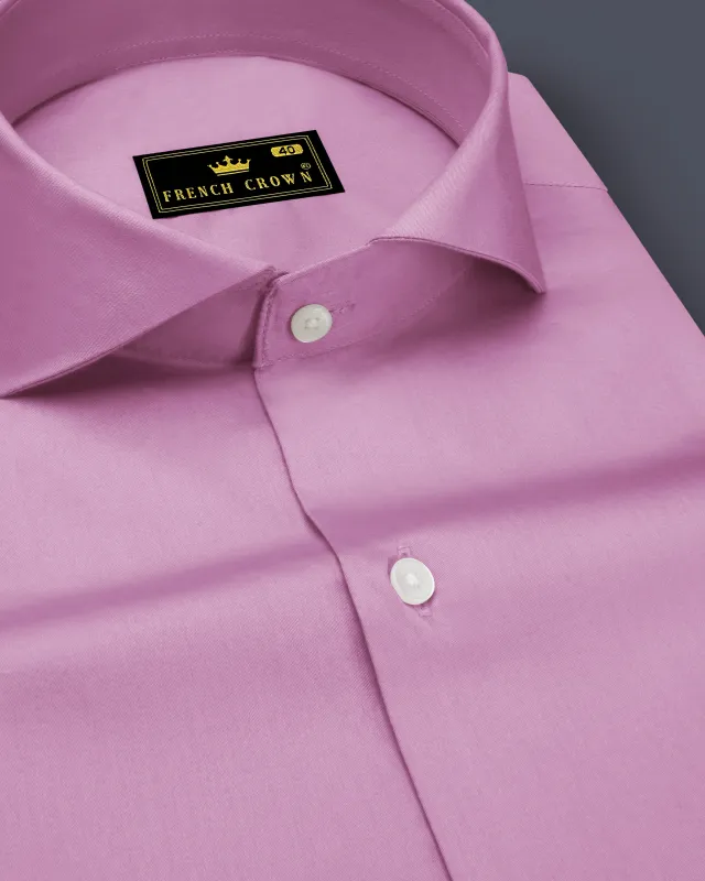 Blushoro-Viola Pink Subtle Sheen Super Soft Premium Cotton Cut Away Collar Dress Shirt made by French Crown