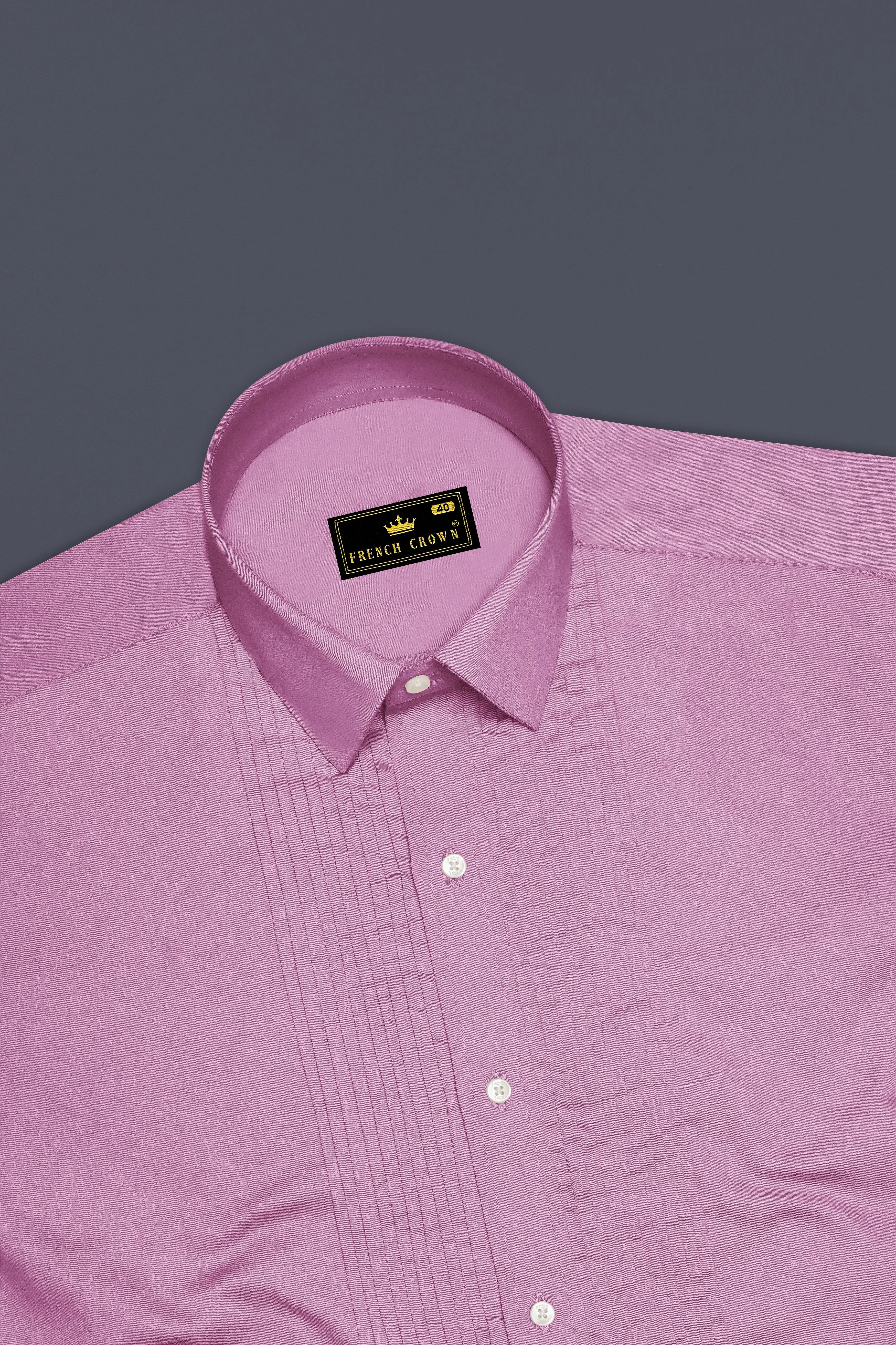 Blushoro-Viola Pink Subtle Sheen Super Soft Premium Cotton Tuxedo Dress Shirt sold by French Crown product image thumbnail 5