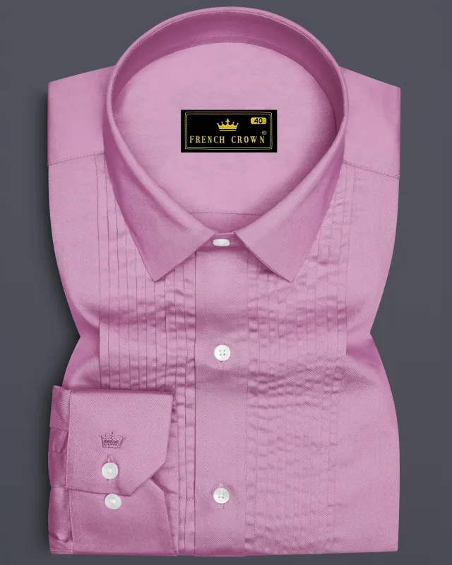 Blushoro-Viola Pink Subtle Sheen Super Soft Premium Cotton Tuxedo Dress Shirt sold by French Crown