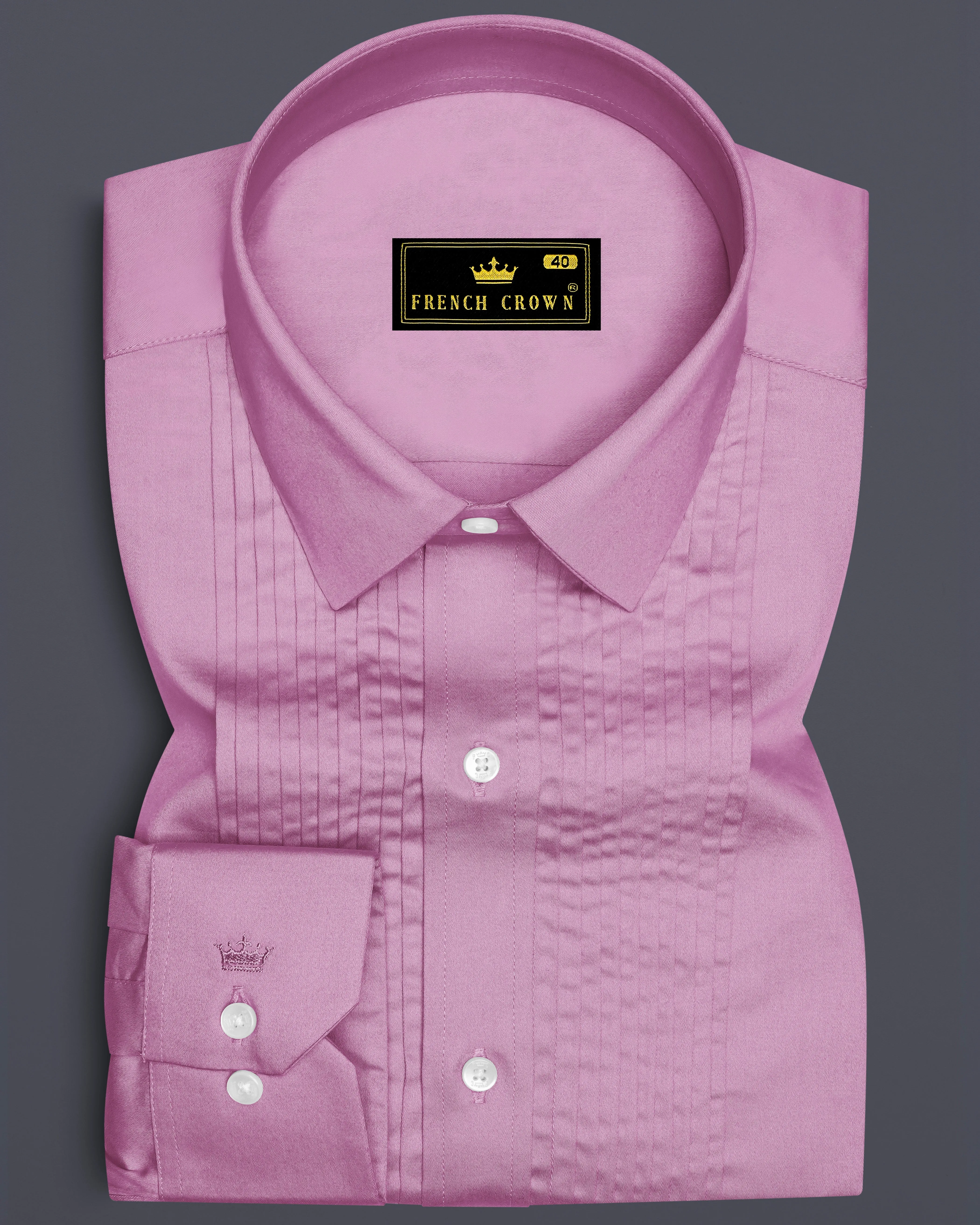 Blushoro-Viola Pink Subtle Sheen Super Soft Premium Cotton Tuxedo Dress Shirt sold by French Crown