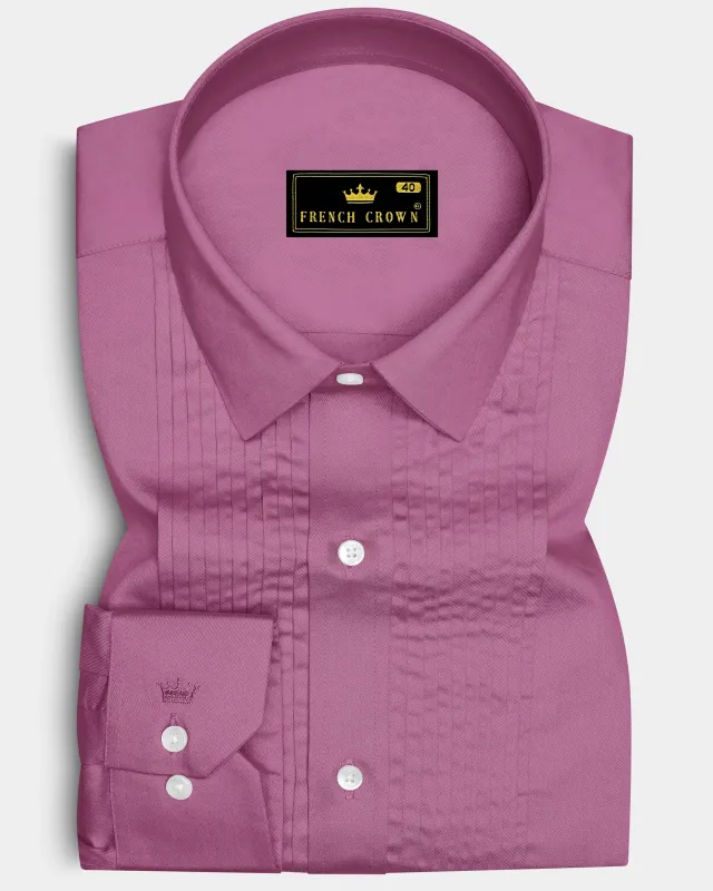 Rosavelle-Tapestry Pink Subtle Sheen Super Soft Premium Cotton Tuxedo Dress Shirt sold by French Crown
