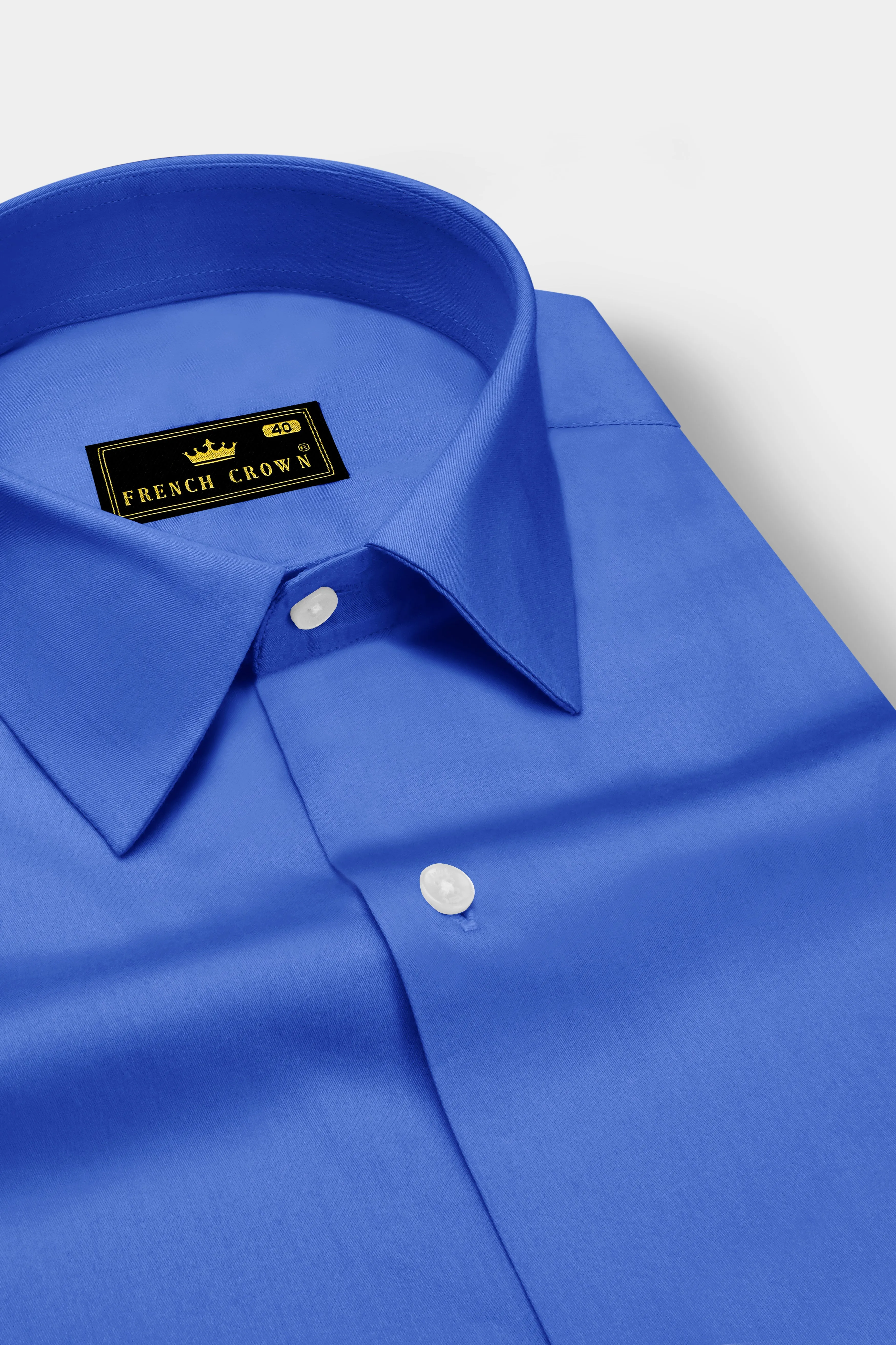 Azurion-Mariner Blue Subtle Sheen Super Soft Premium Cotton Dress Shirt sold by French Crown product image thumbnail 2