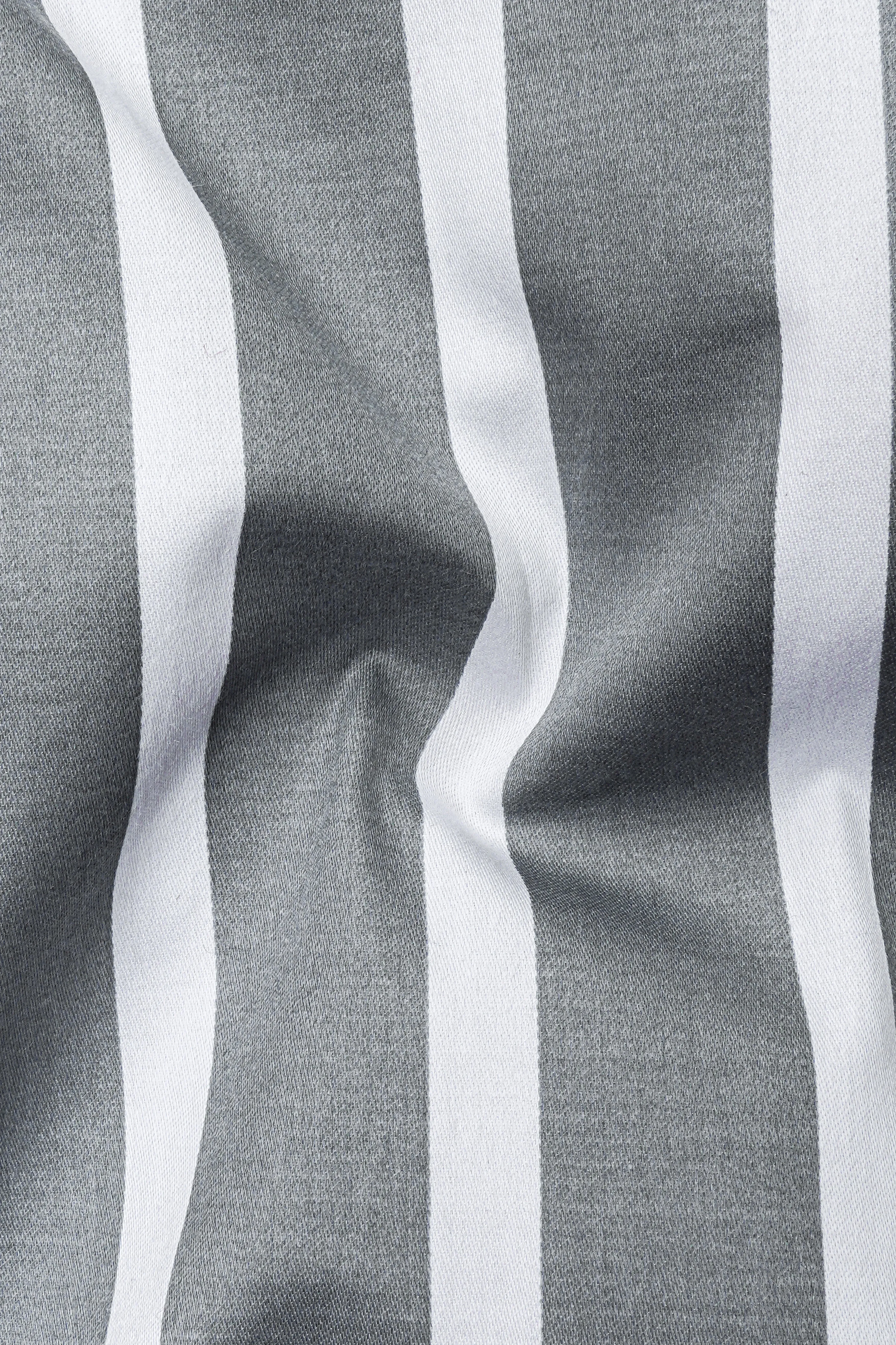 Nordoro-Oslo Gray And Bright White Awning Striped Super Soft Premium Cotton Button Down Collar Dress Shirt sold by French Crown product image thumbnail 3