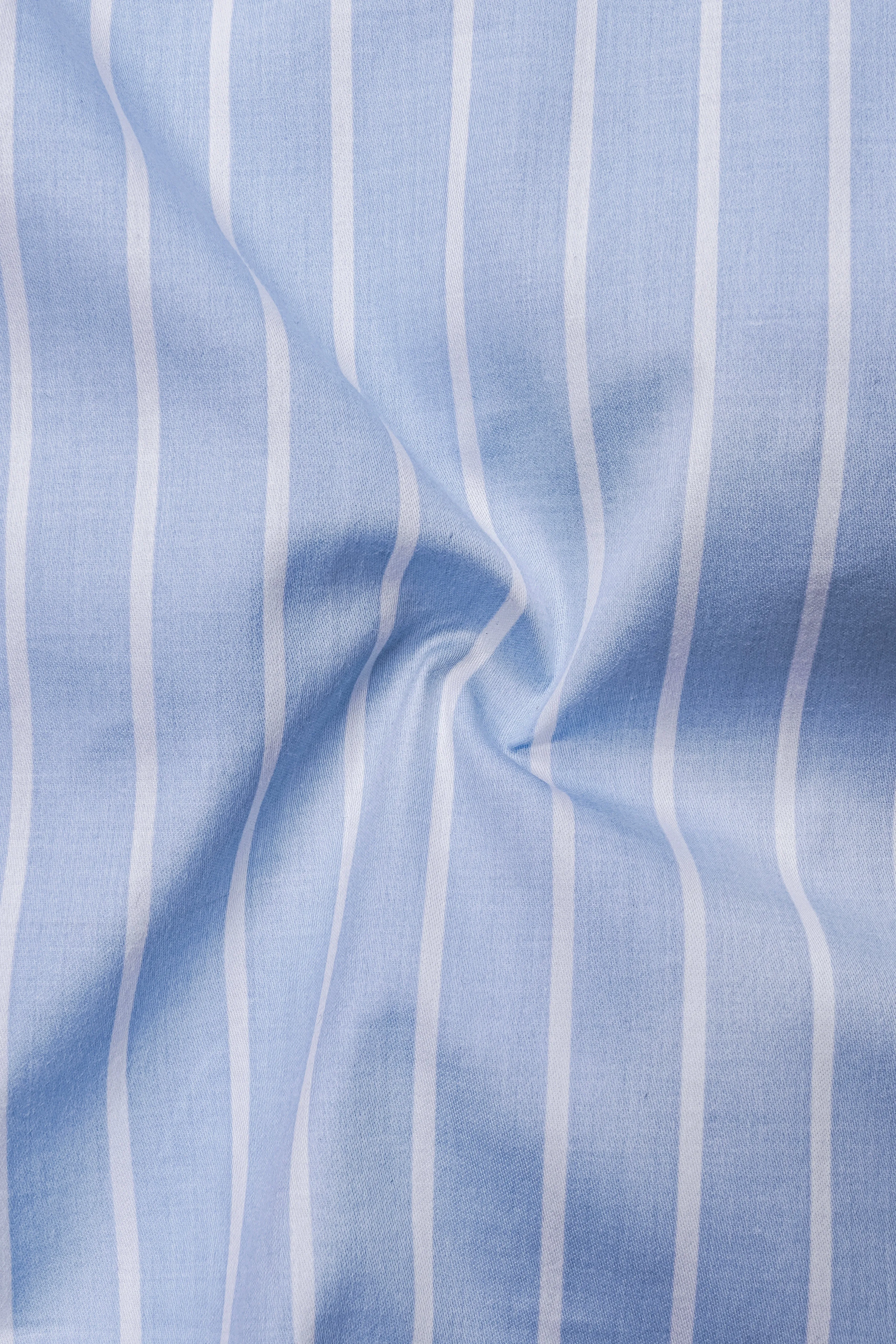 Celesto-Spindle Blue And Bright White Pin Striped Subtle Sheen Super Soft Premium Cotton Dress Shirt sold by French Crown product image thumbnail 3