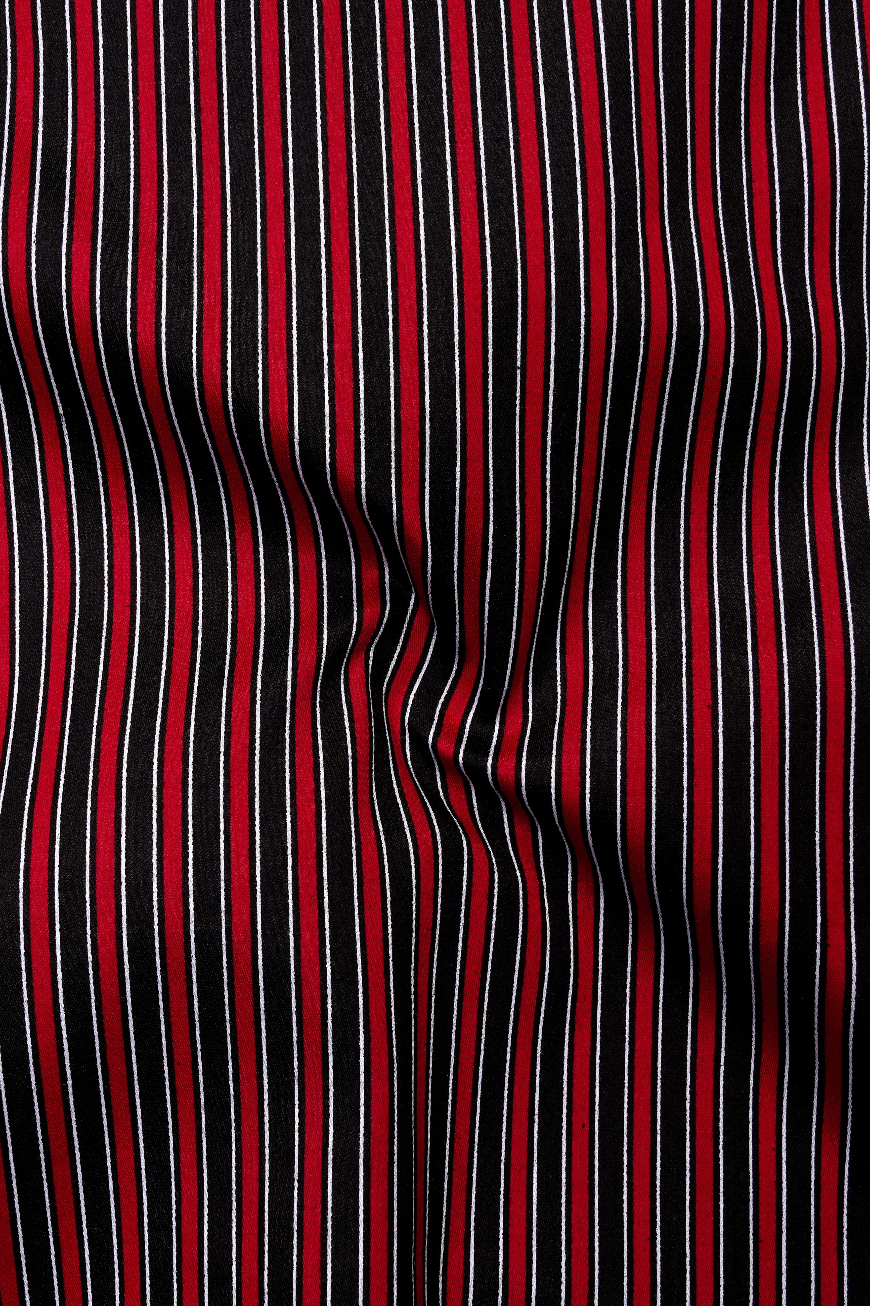 Velshiraz-Shiraz Red And Jade Black Regimental Striped Subtle Sheen Super Soft Premium Cotton Dress Shirt sold by French Crown product image thumbnail 3