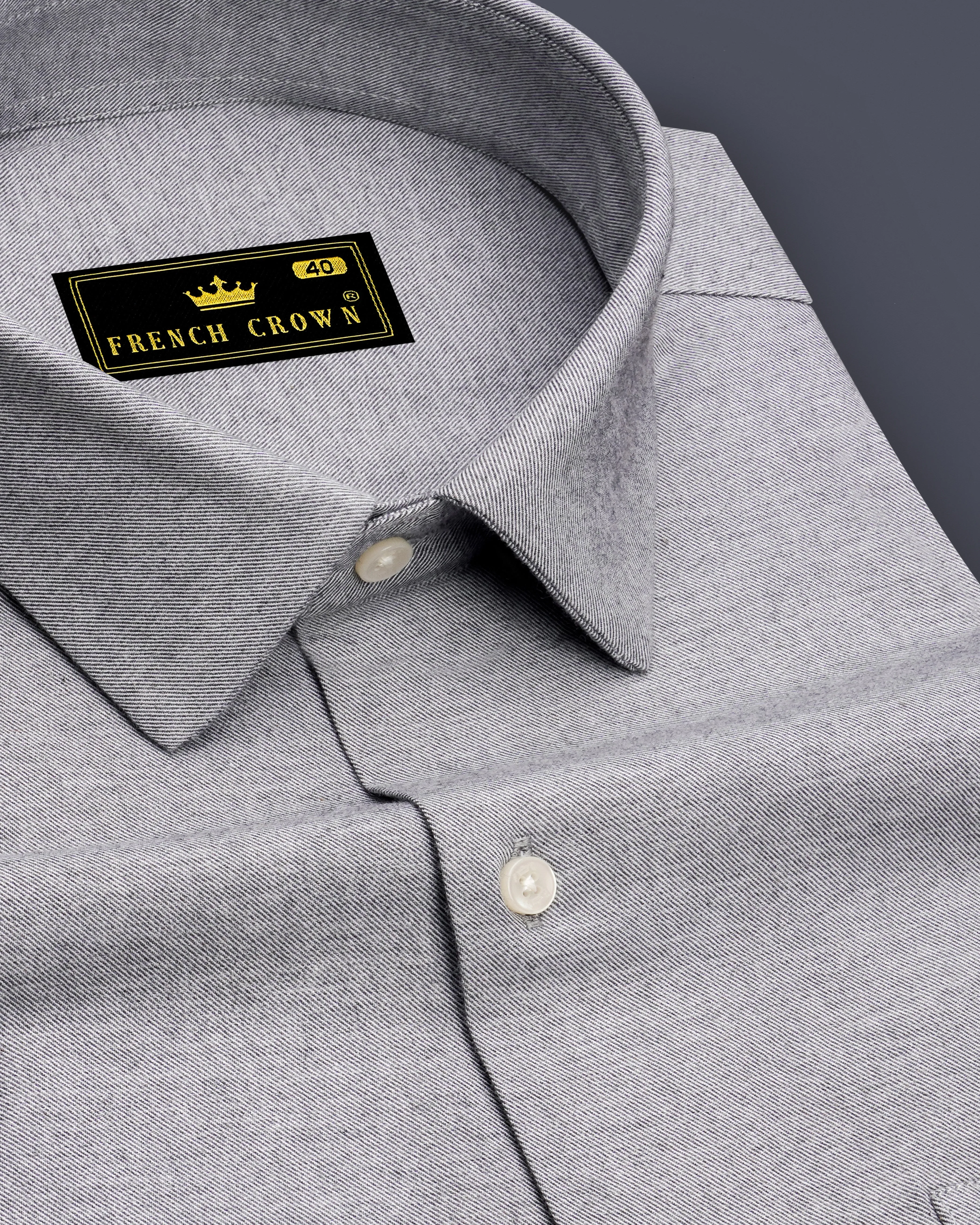 Grisport-Harbor Gray Textured Twill Premium Cotton Dress Shirt sold by French Crown