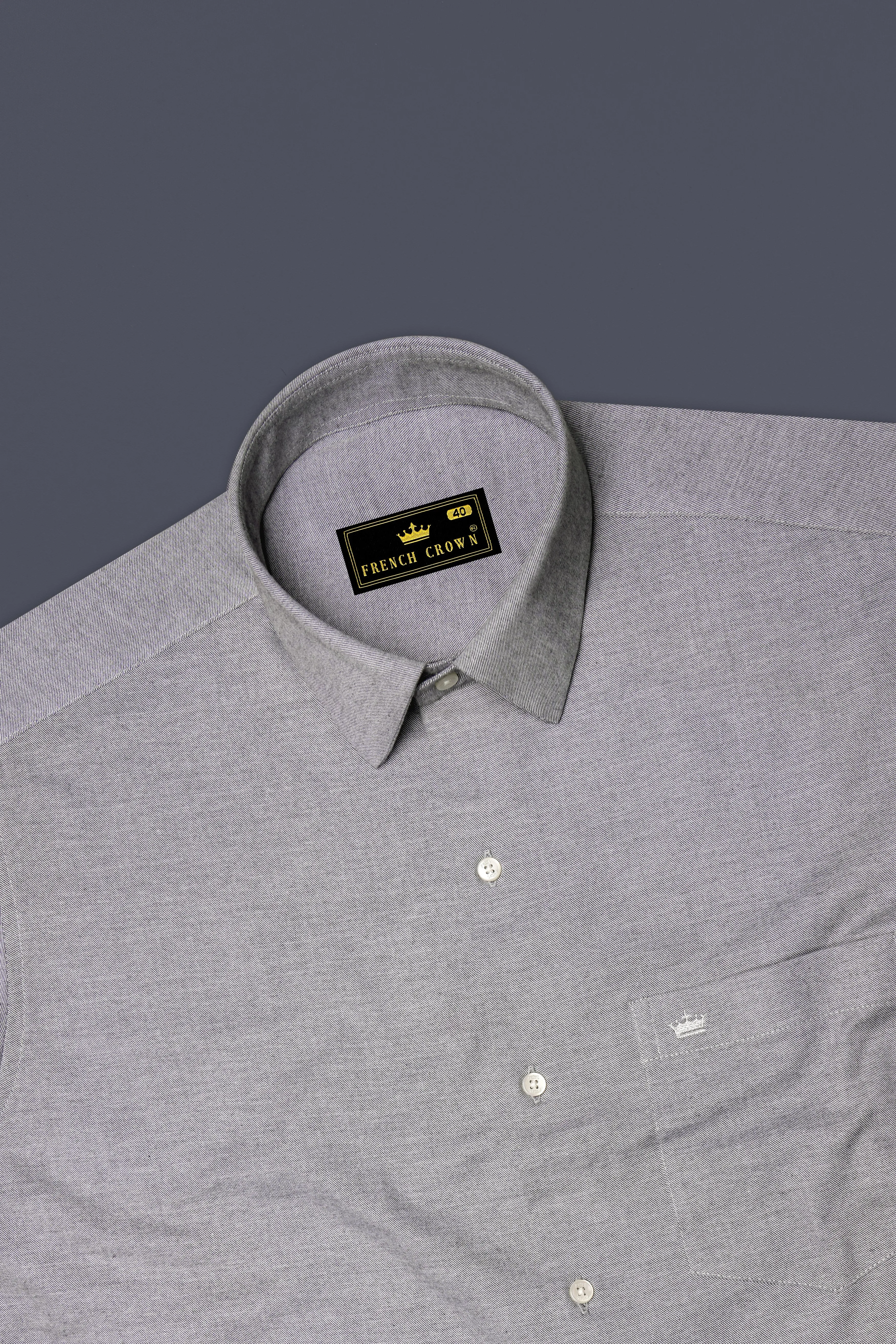 Grisport-Harbor Gray Textured Twill Premium Cotton Dress Shirt sold by French Crown product image thumbnail 5