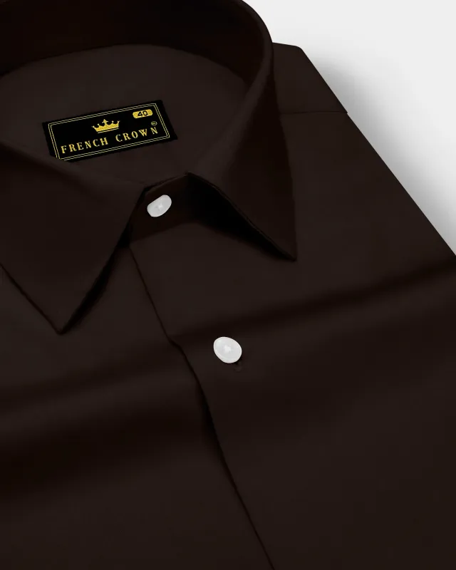 Umbero-Eternity Brown Subtle Sheen Super Soft Premium Cotton Dress Shirt sold by French Crown