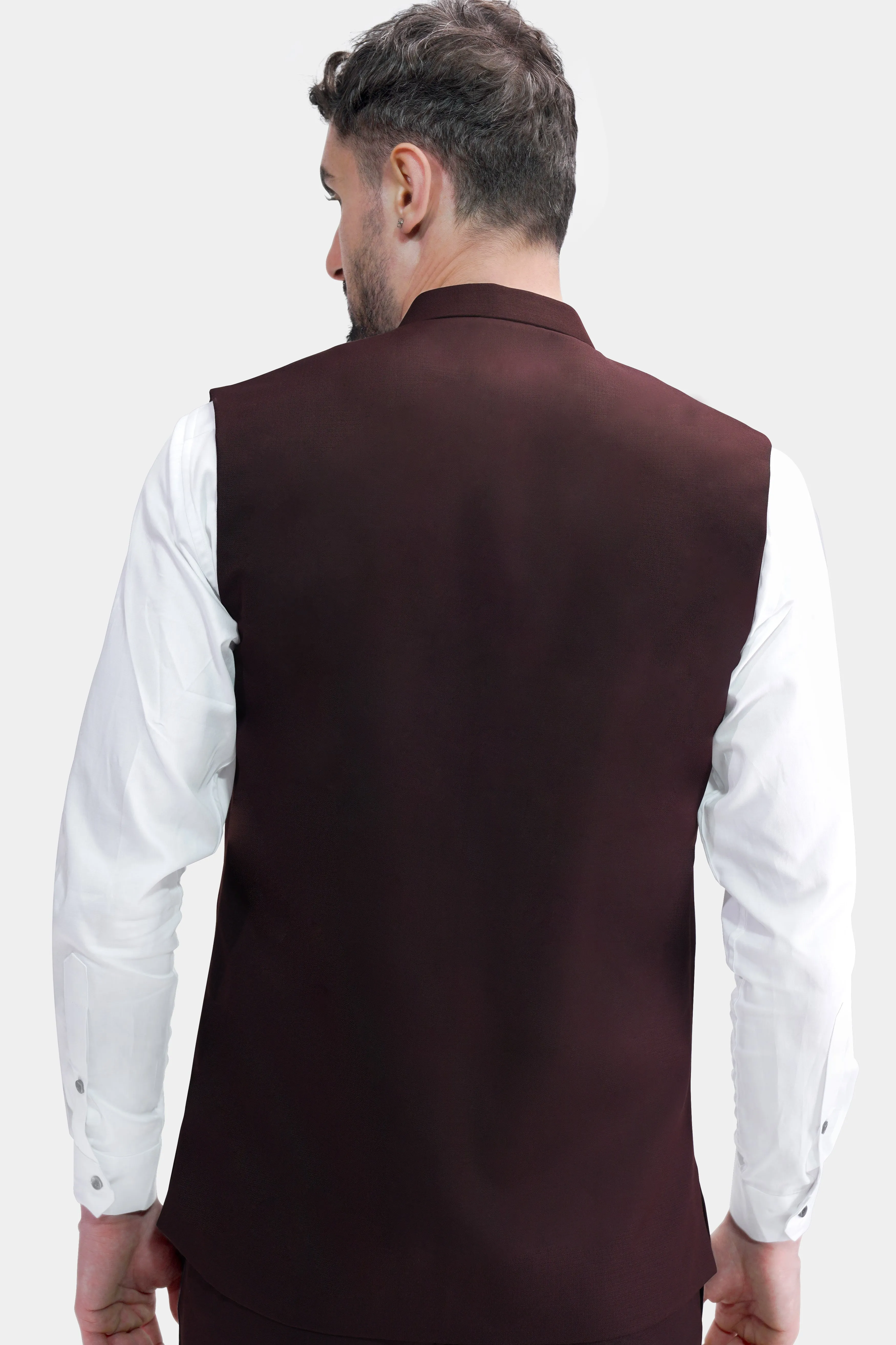 Eclipse Maroon Wool Rich Nehru Jacket sold by French Crown product image thumbnail 4