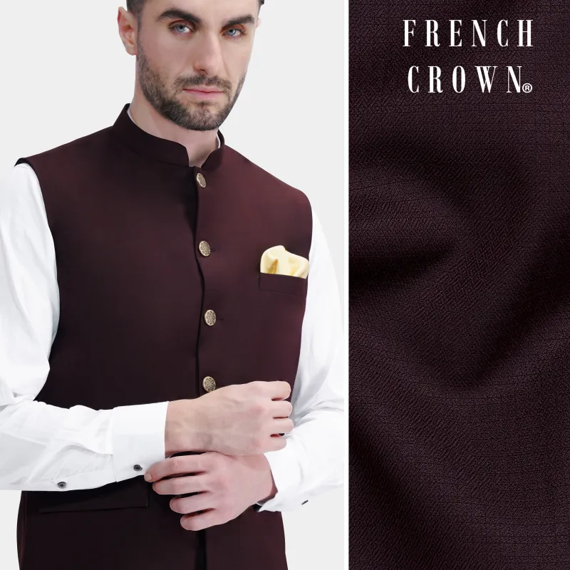 Eclipse Maroon Wool Rich Nehru Jacket sold by French Crown