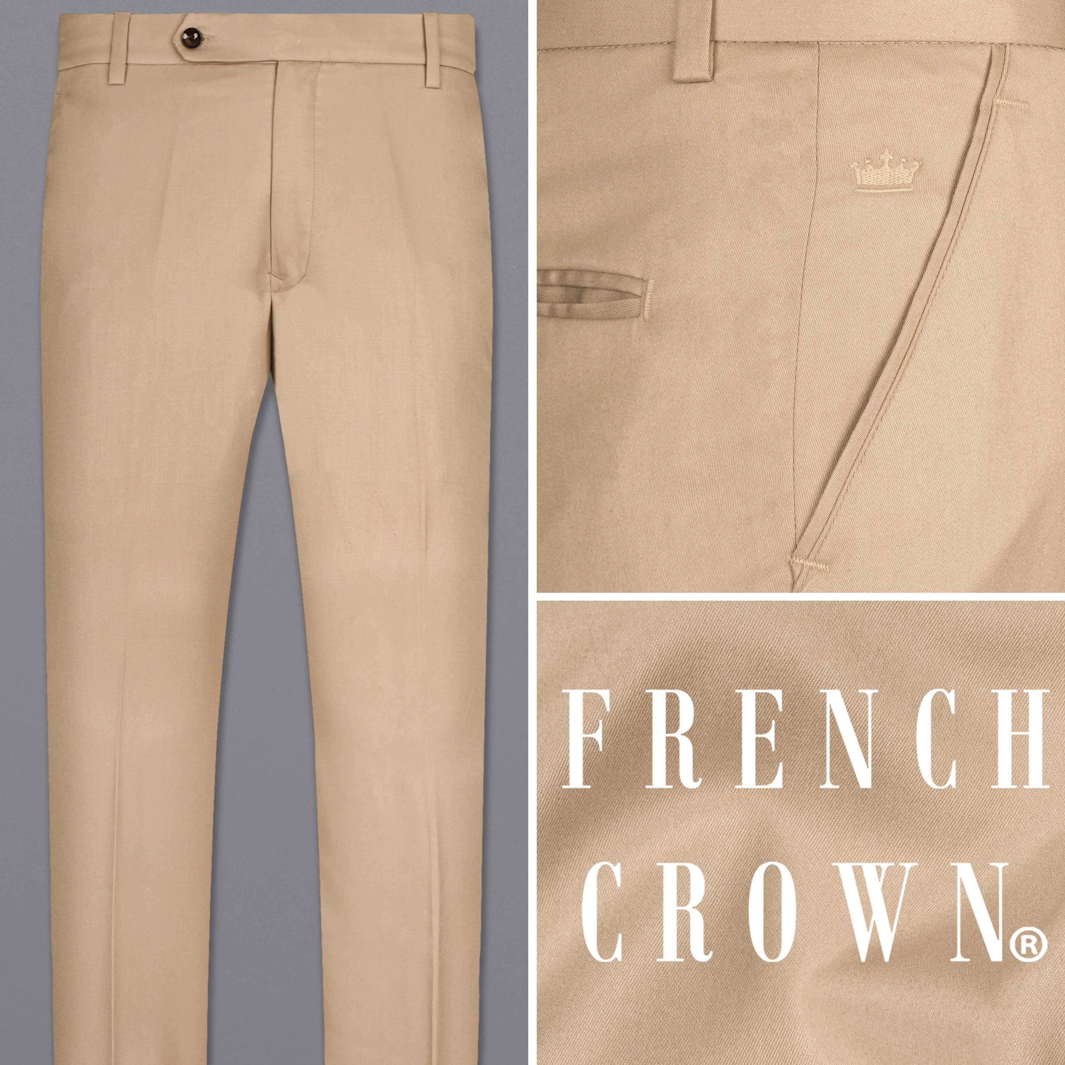 Vanilla Brown Wool Rich Pant sold by French Crown