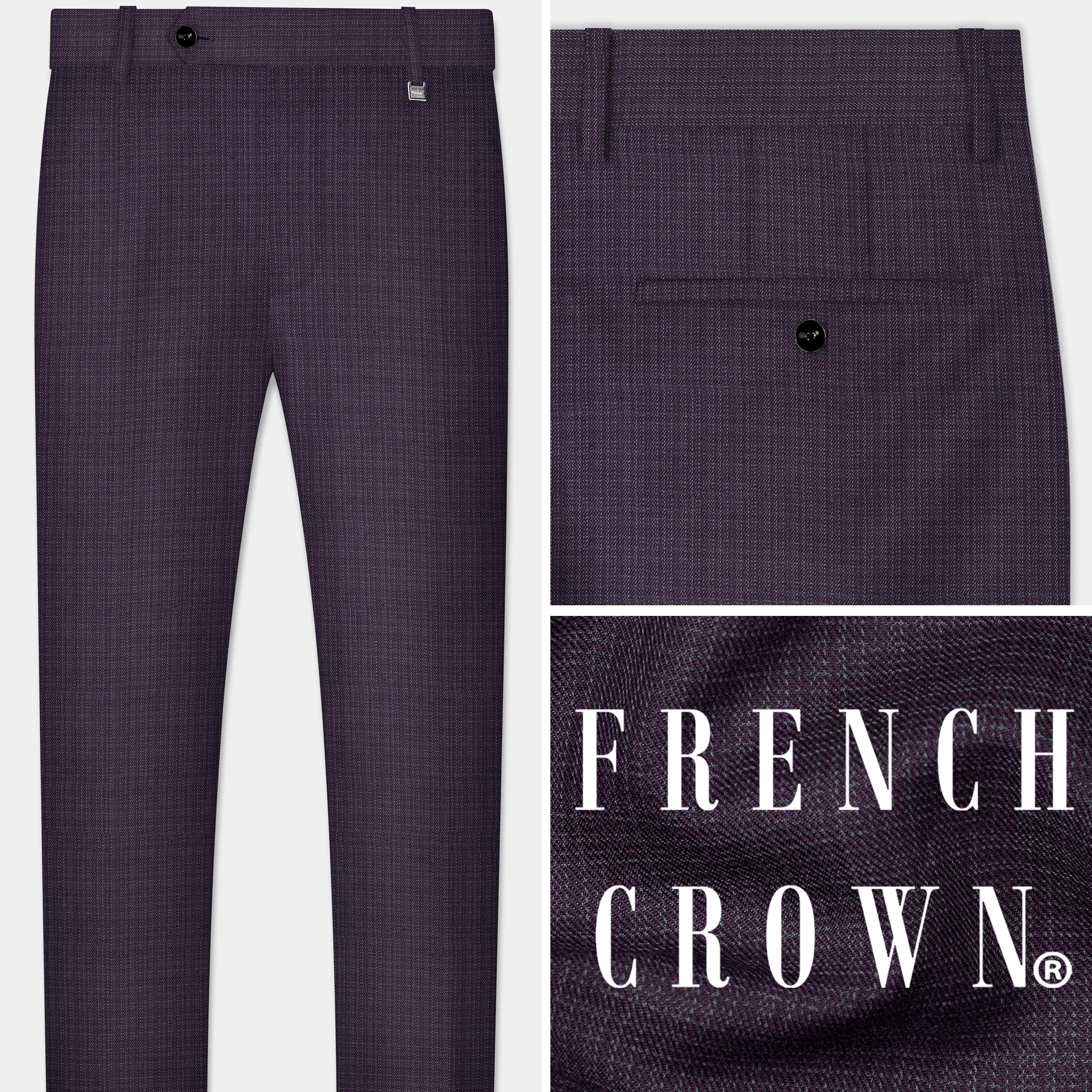 Blackcurrant Textured Wool Rich Pant sold by French Crown