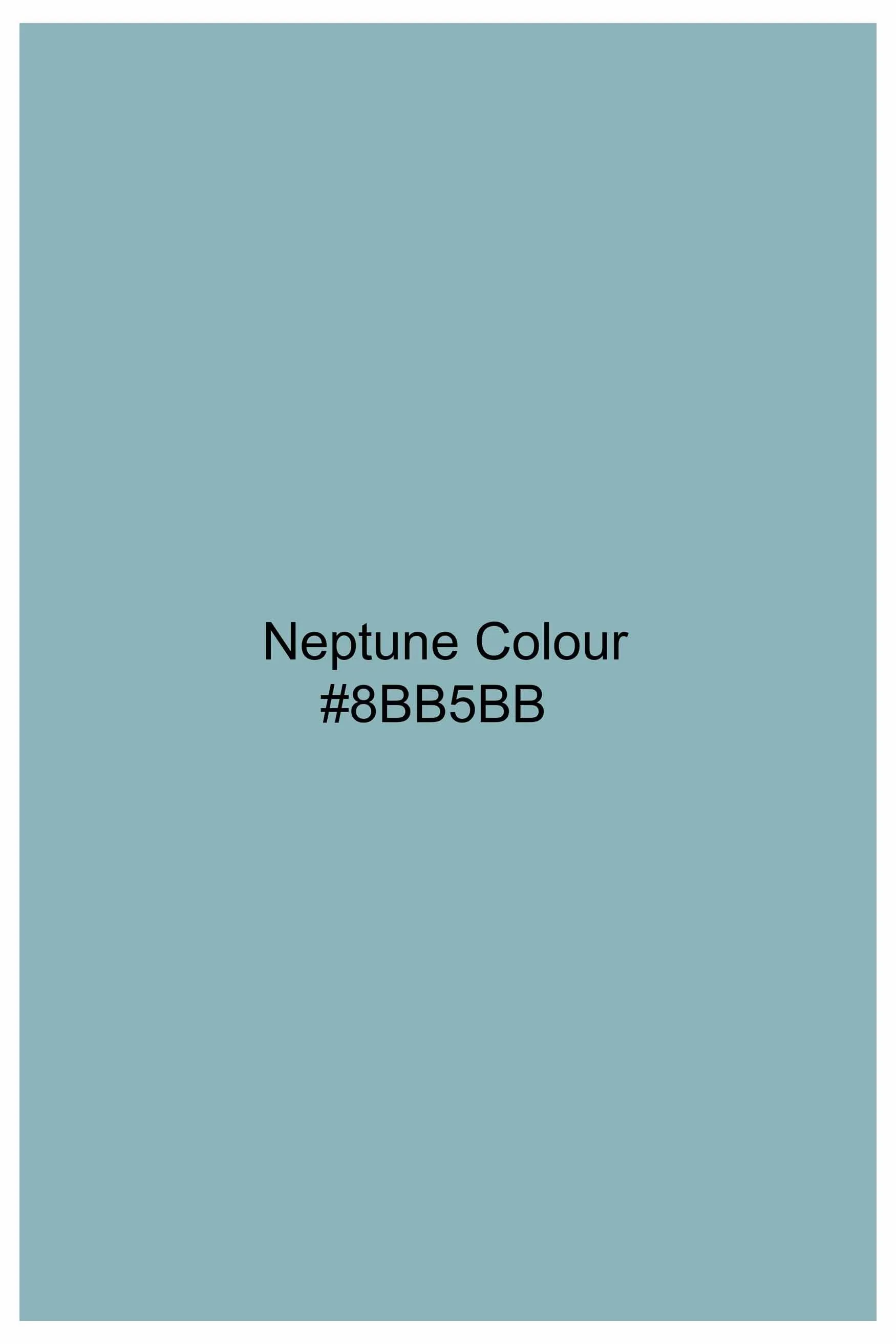 Neptune Blue Subtle Sheen Super Soft Premium Cotton Mandarin Shirt sold by French Crown product image thumbnail 5