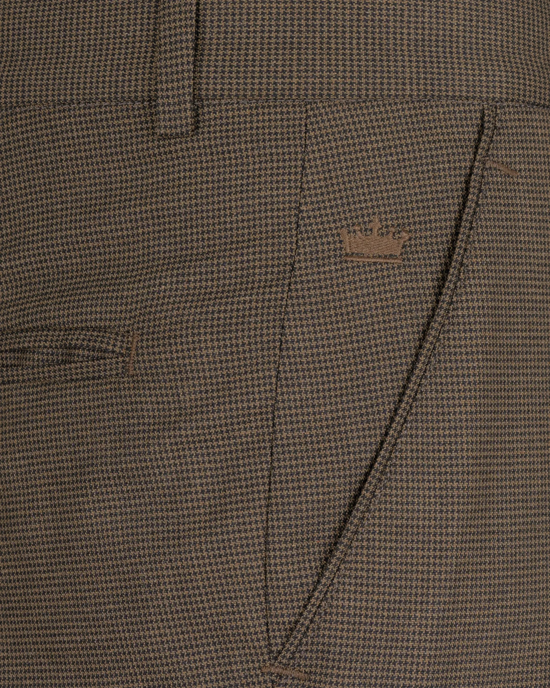 Coffee Brown Hounstooth Wool Rich Sports Pant sold by French Crown product image thumbnail 5