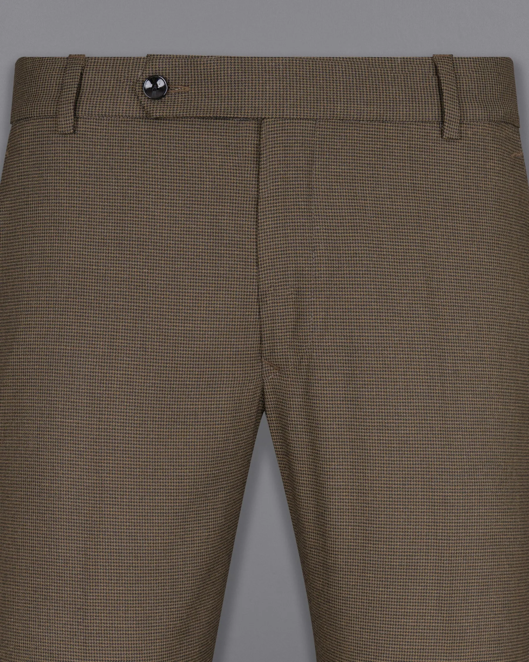 Coffee Brown Hounstooth Wool Rich Sports Pant sold by French Crown product image thumbnail 2