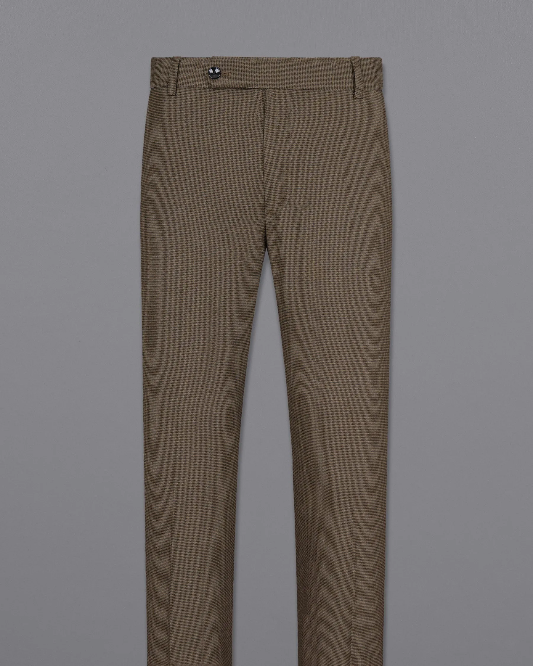 Coffee Brown Hounstooth Wool Rich Sports Pant sold by French Crown product image thumbnail 4