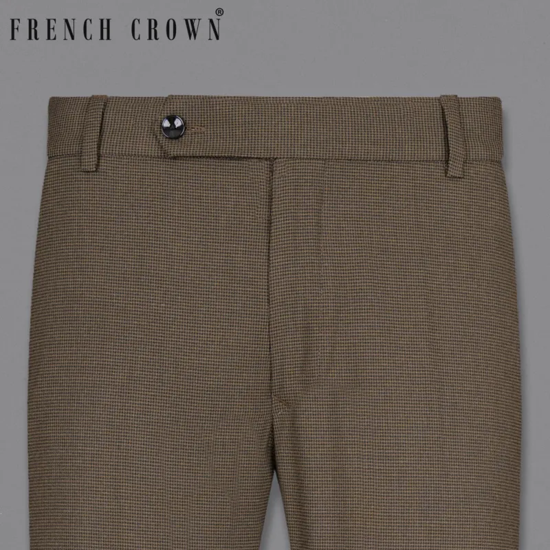 Coffee Brown Hounstooth Wool Rich Sports Pant sold by French Crown