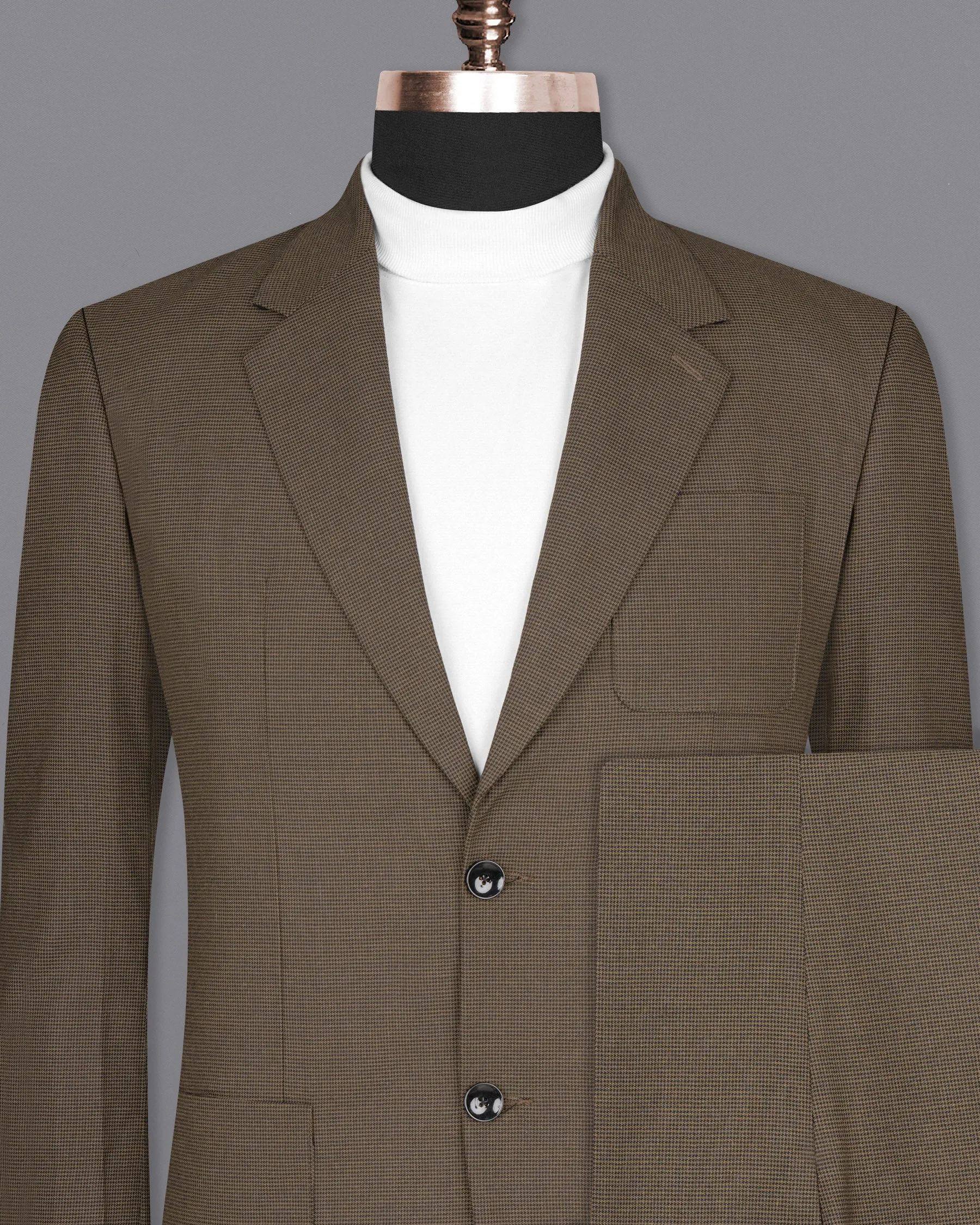 Coffee Brown Hounstooth Wool Rich Sports Suit sold by French Crown product image thumbnail 2