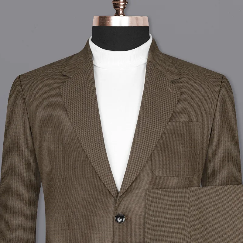 Coffee Brown Hounstooth Wool Rich Sports Suit made by French Crown