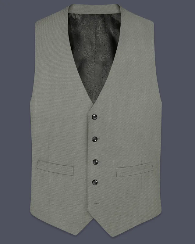 Verdure-Sage Green Wool Rich Waistcoat made by French Crown