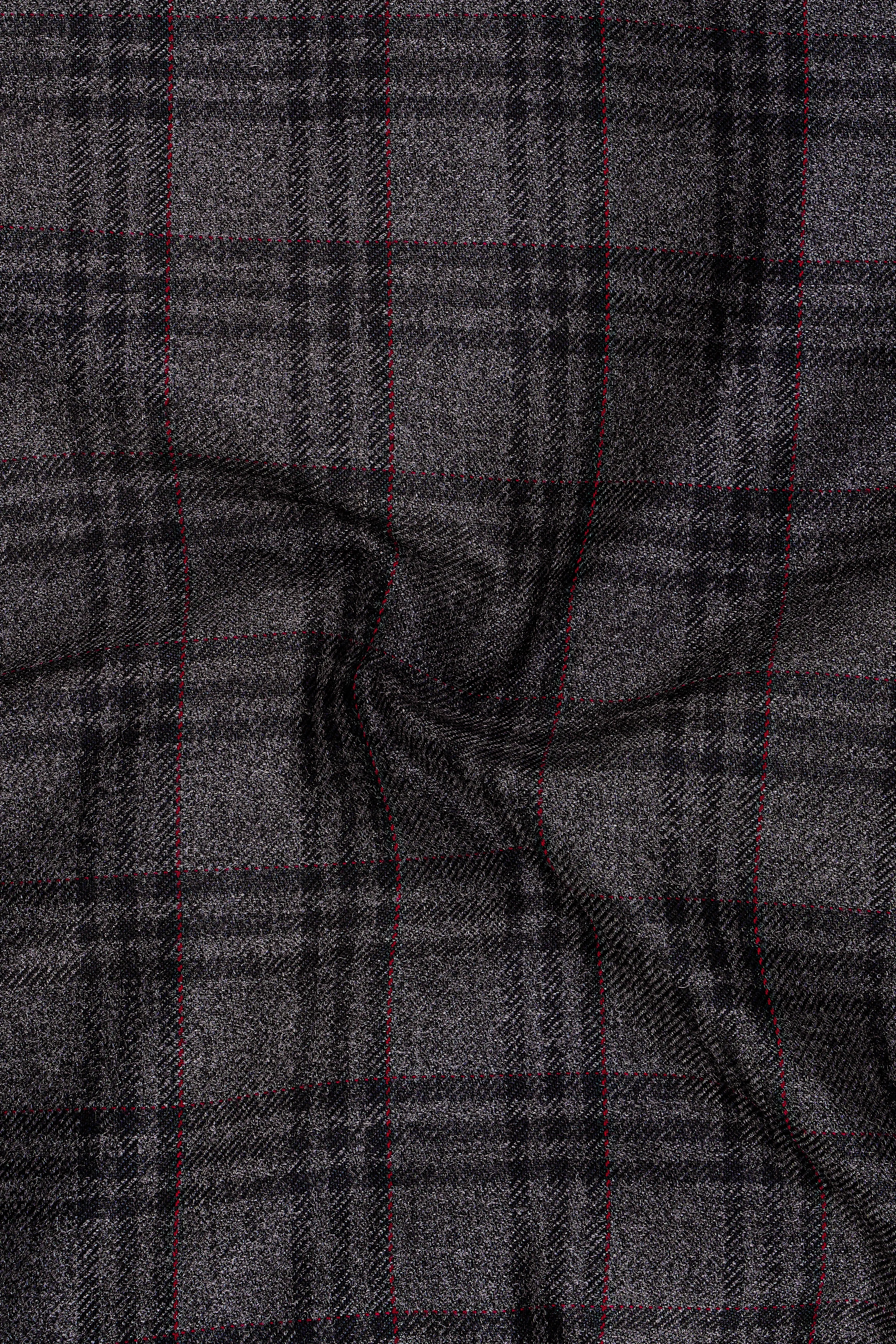 Velours-Ship Gray Plaid Tweed Stretchable Waistband Pant sold by French Crown product image thumbnail 3