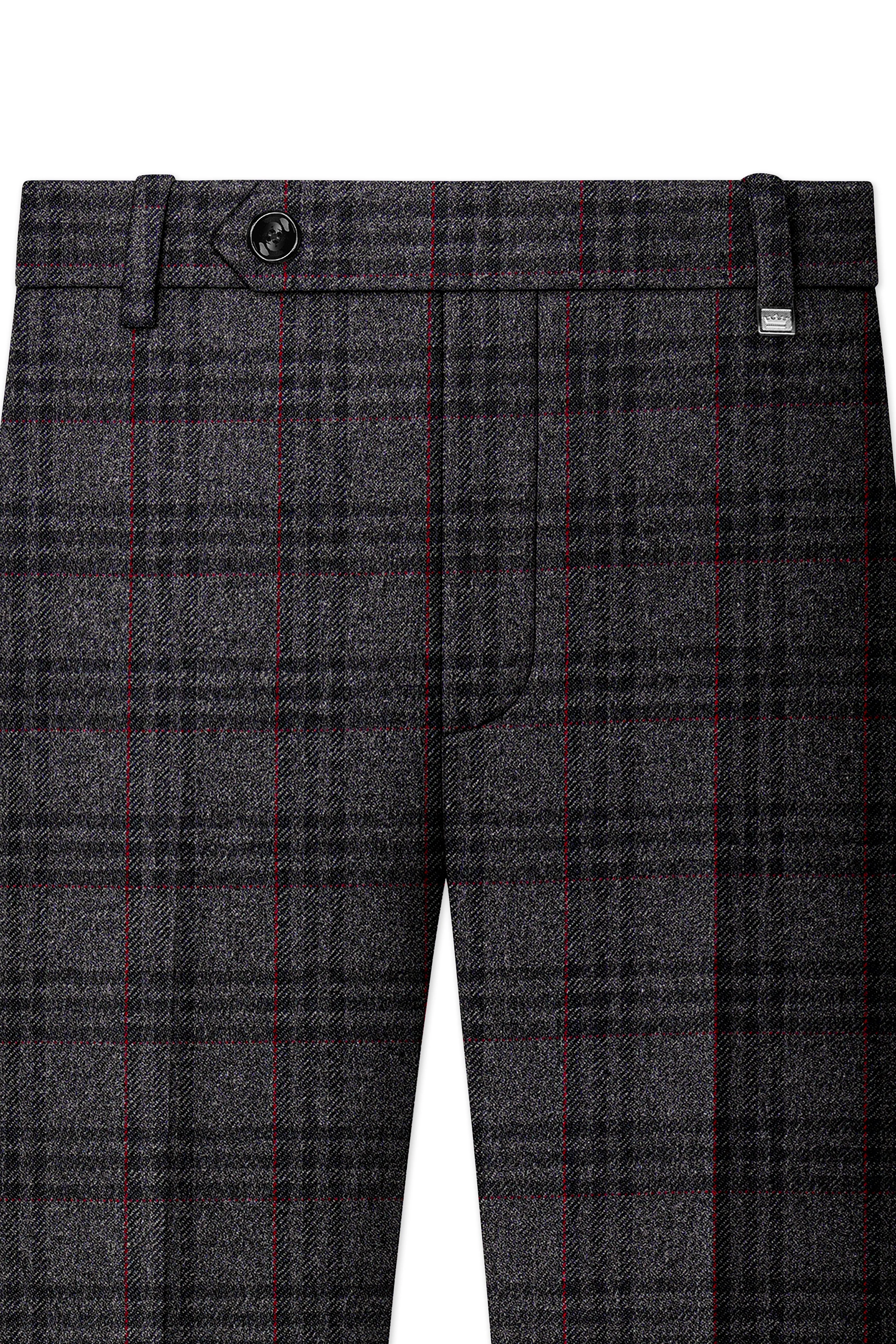 Velours-Ship Gray Plaid Tweed Stretchable Waistband Pant sold by French Crown product image thumbnail 4