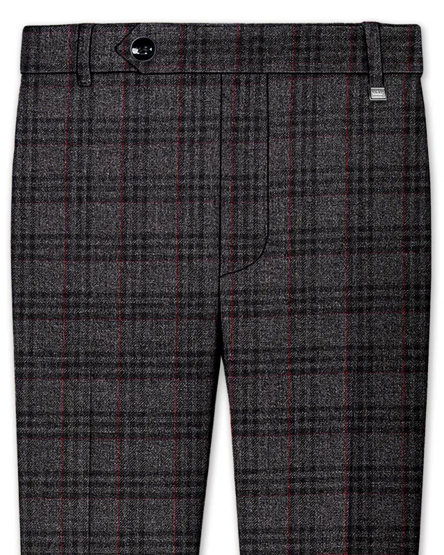 Velours-Ship Gray Plaid Tweed Stretchable Waistband Pant sold by French Crown