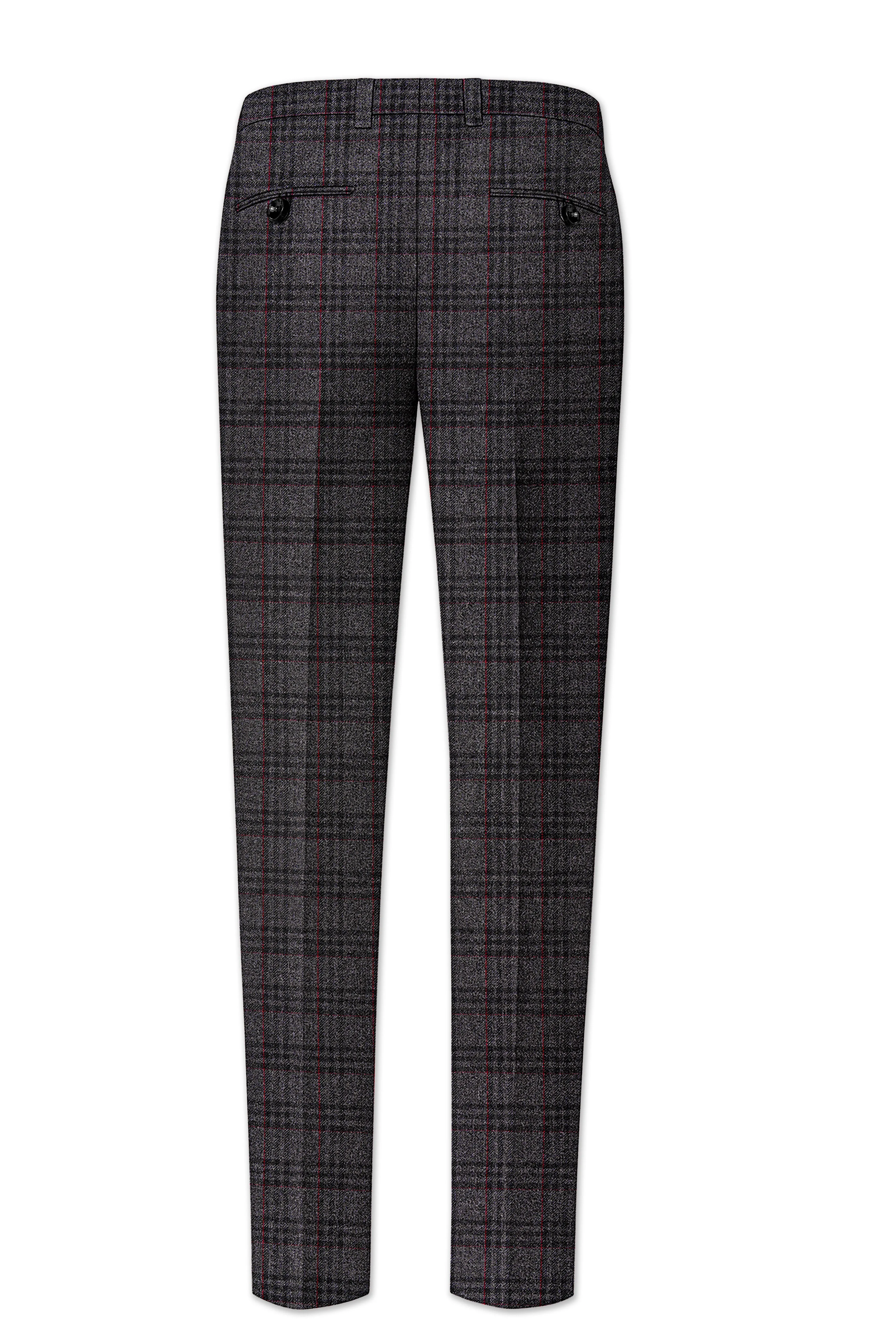 Velours-Ship Gray Plaid Tweed Stretchable Waistband Pant sold by French Crown product image thumbnail 5