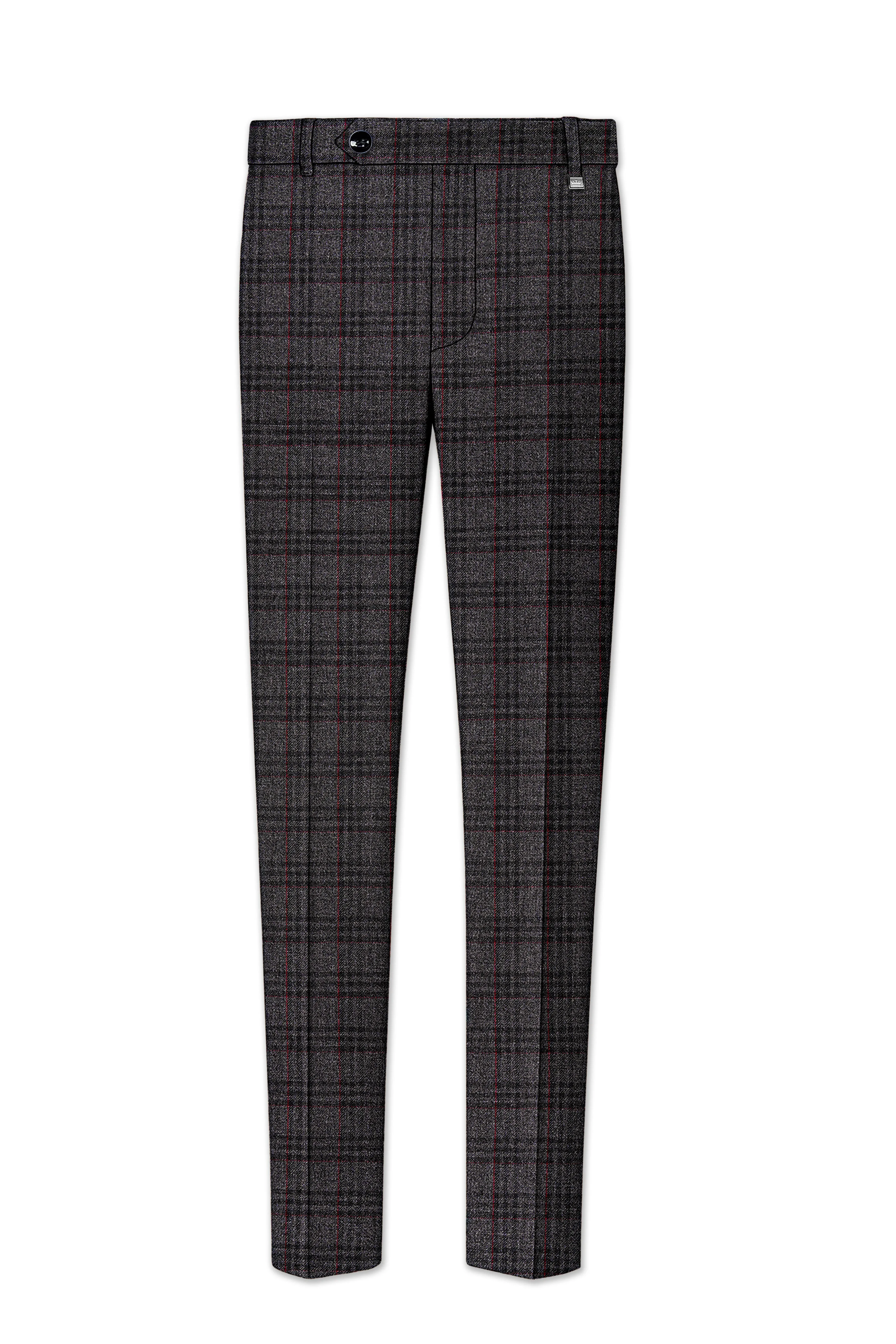 Velours-Ship Gray Plaid Tweed Stretchable Waistband Pant sold by French Crown product image thumbnail 2