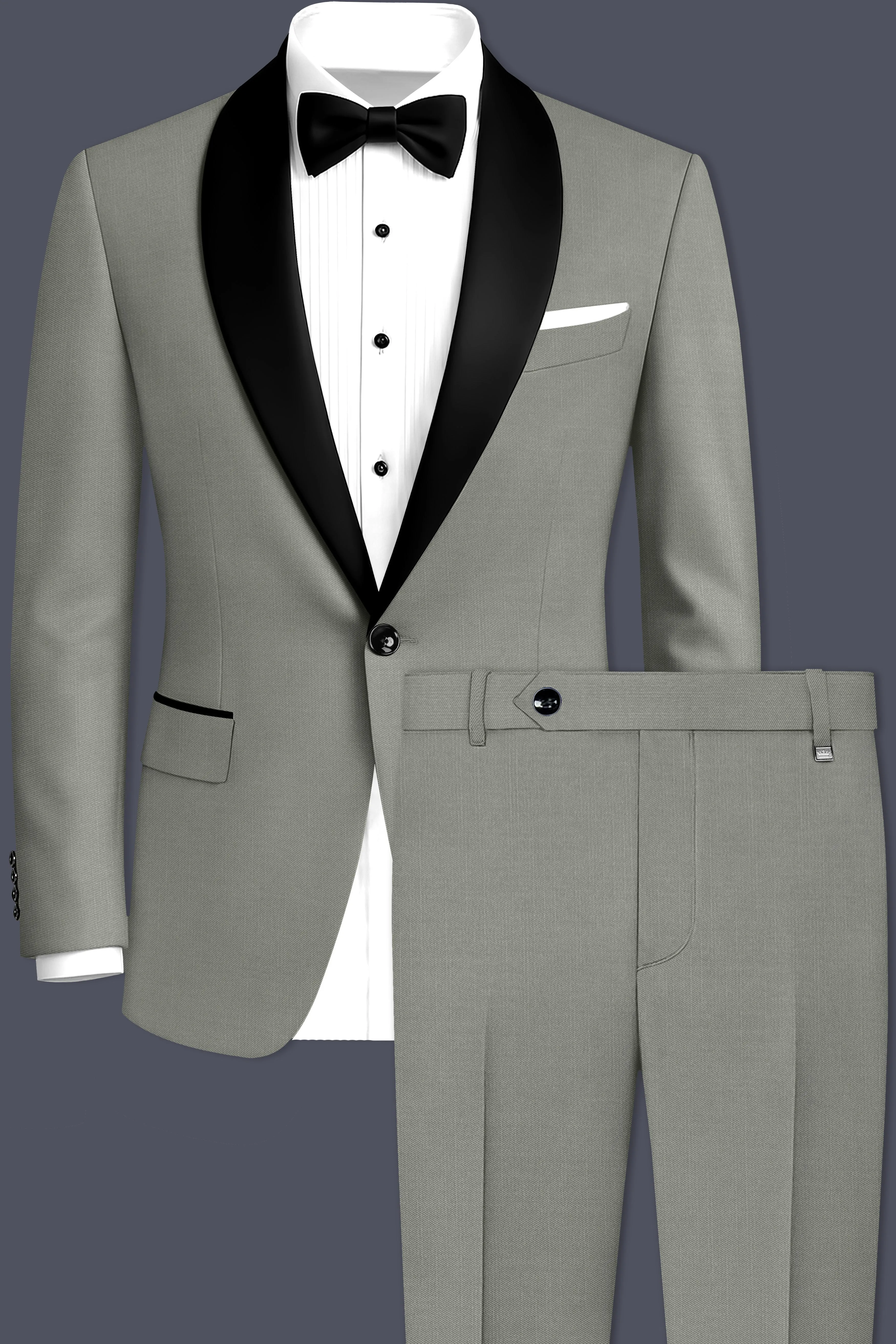Verdure-Sage Green Wool Rich Tuxedo Slight Stretch Suits sold by French Crown product image thumbnail 2