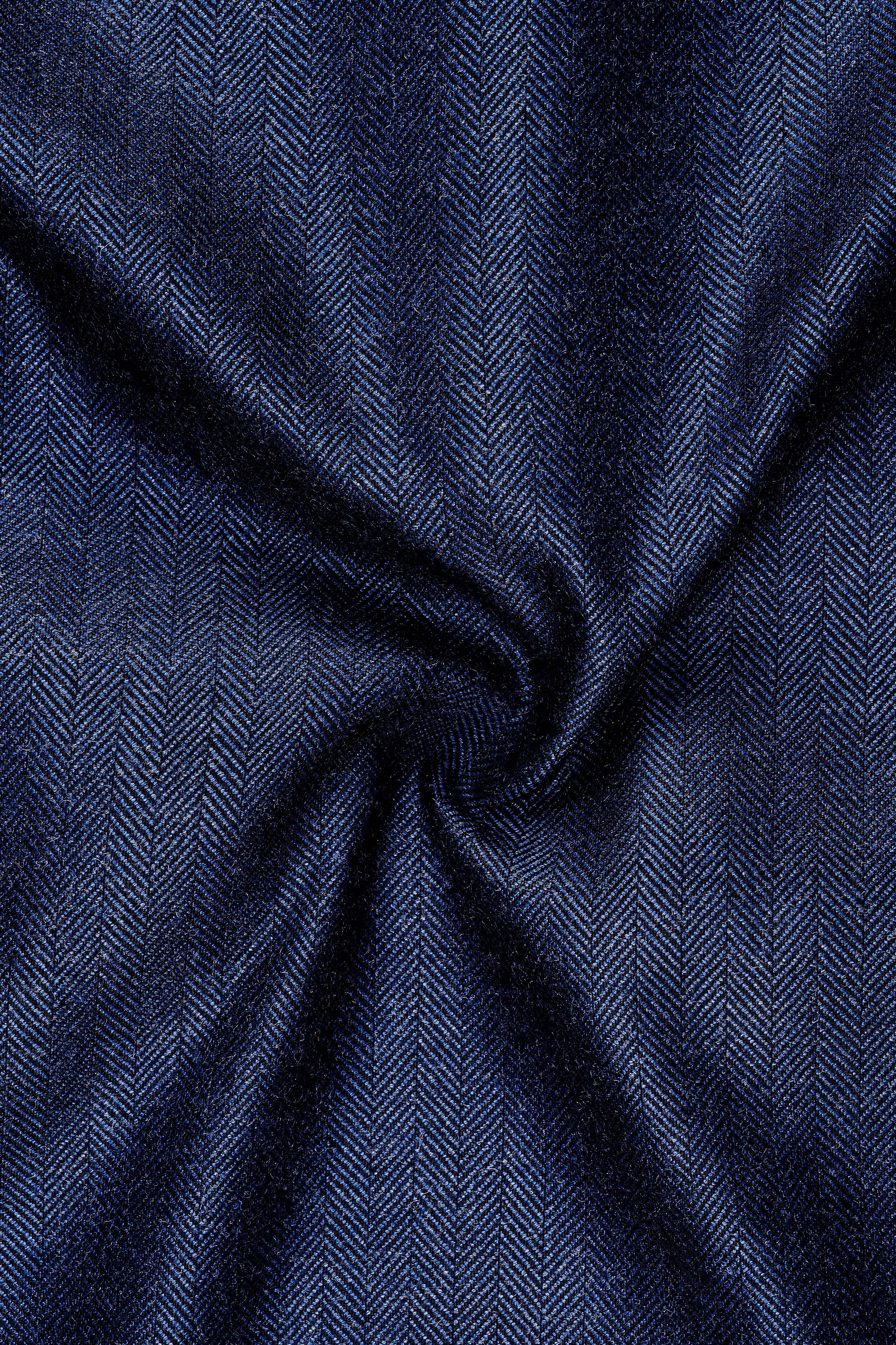 Aurevu-Vulcan Blue Herringbone Textured Tweed Single Breasted Suits sold by French Crown product image thumbnail 3