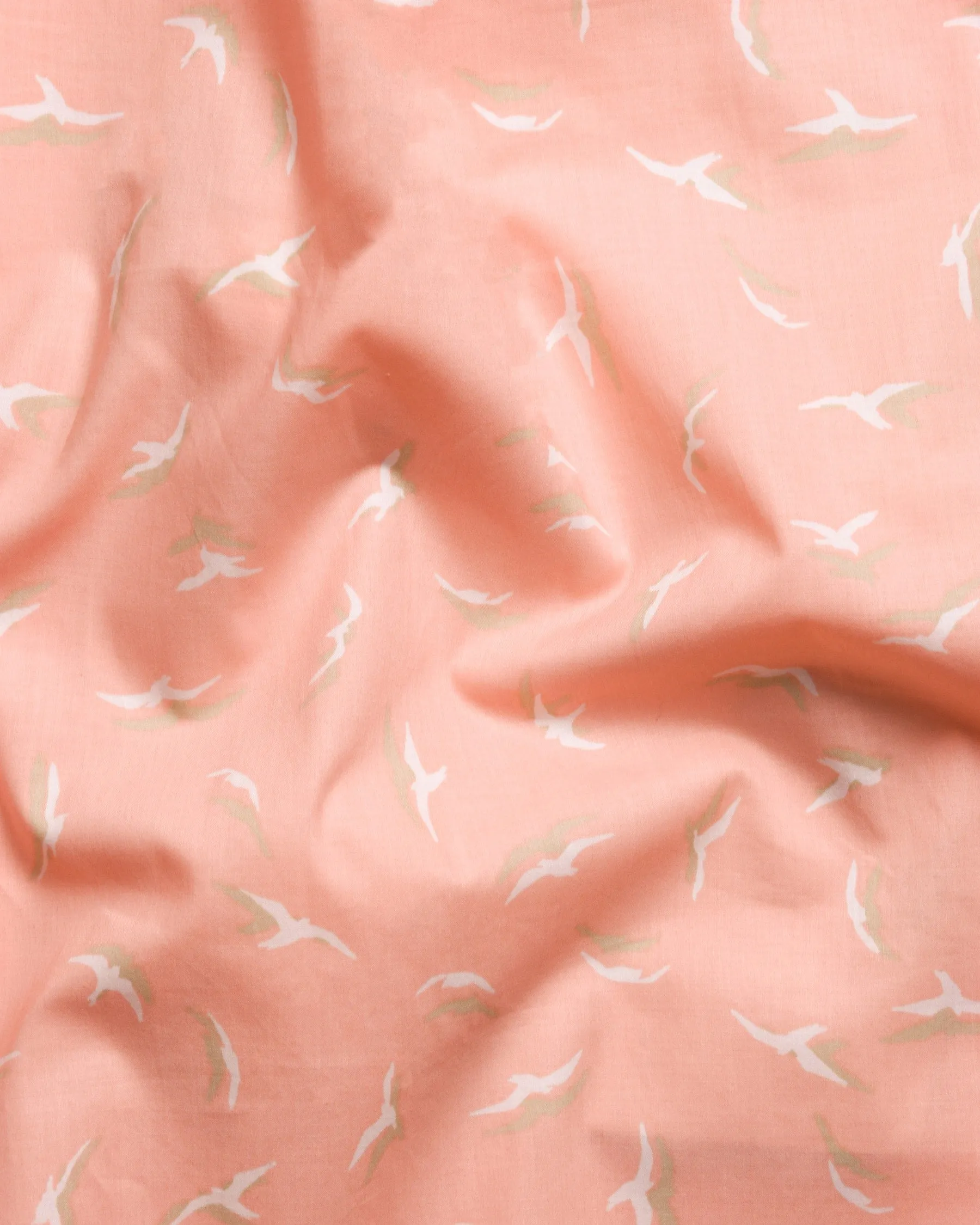 Peach Birds Printed Premium Cotton SHIRT sold by French Crown product image thumbnail 2